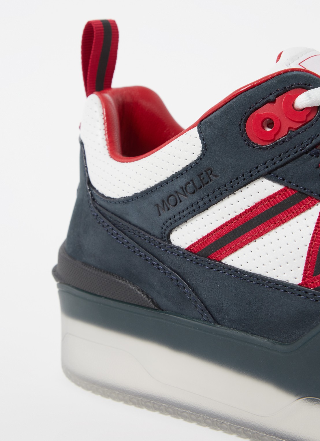 Moncler Pivot Low sneaker van leer met nubuck details - detail 6 wit