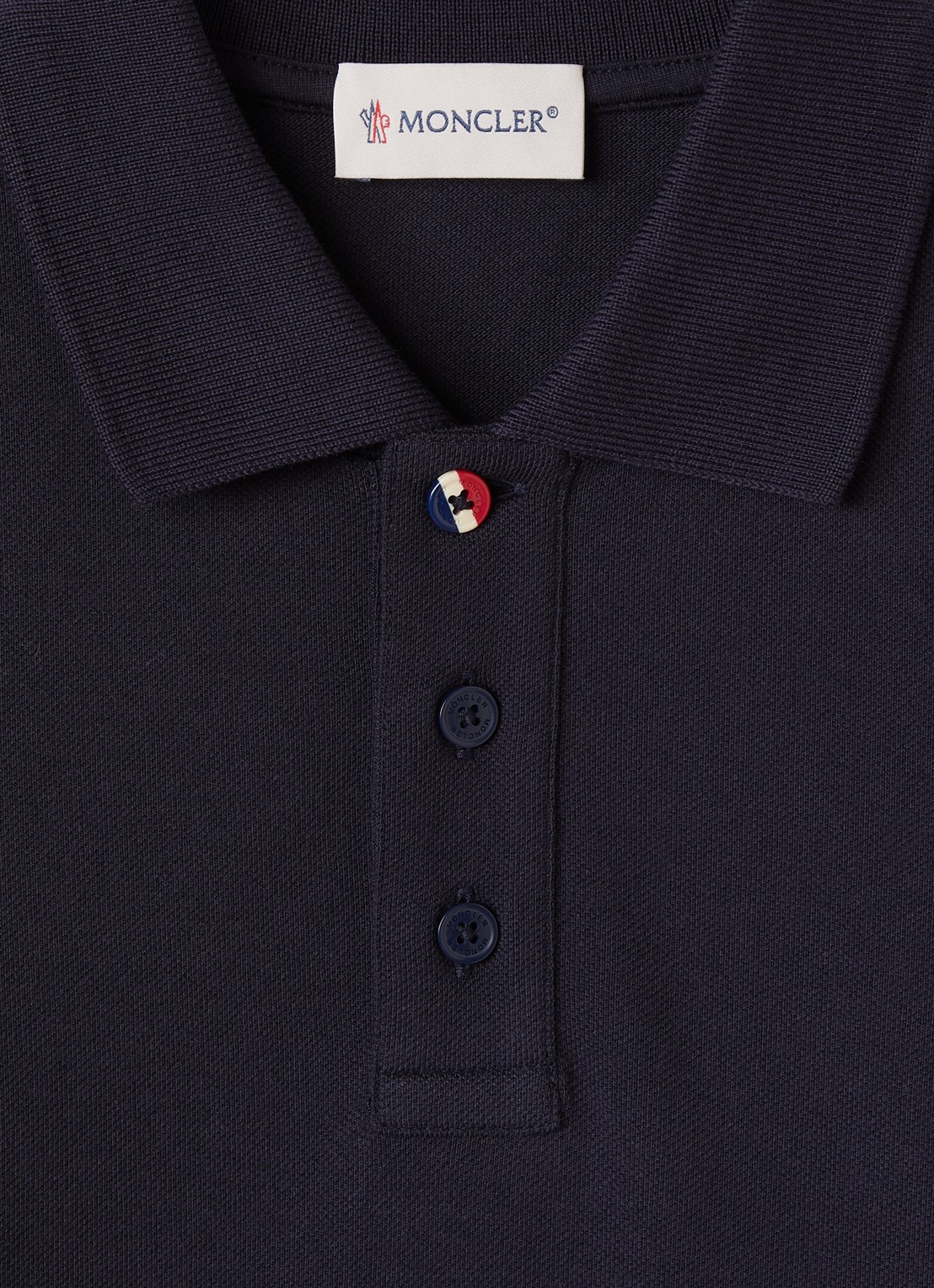 Moncler Polo met logoborduring - detail 3 donkerblauw