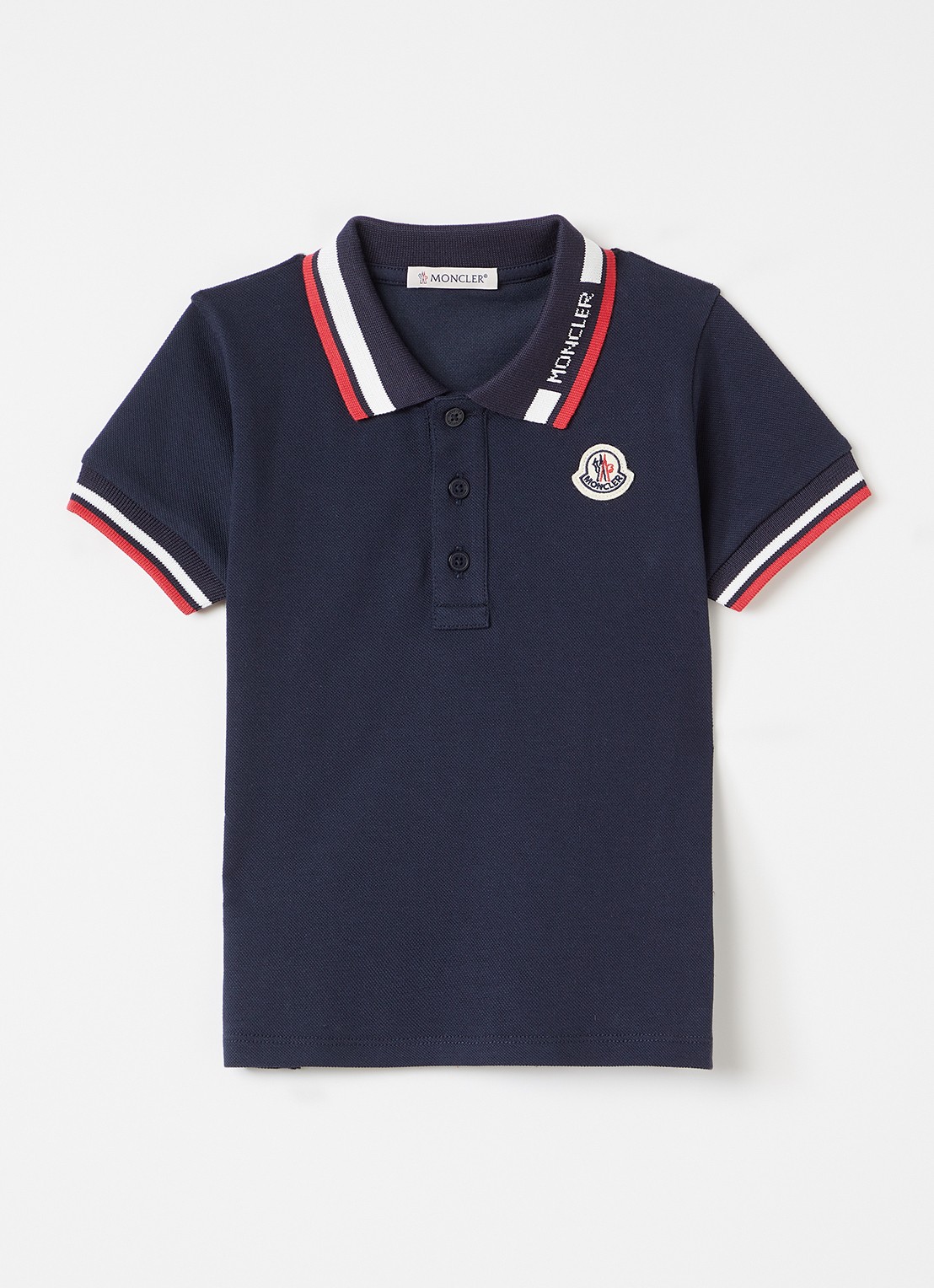 Moncler Polo met logoborduring - voorkant donkerblauw