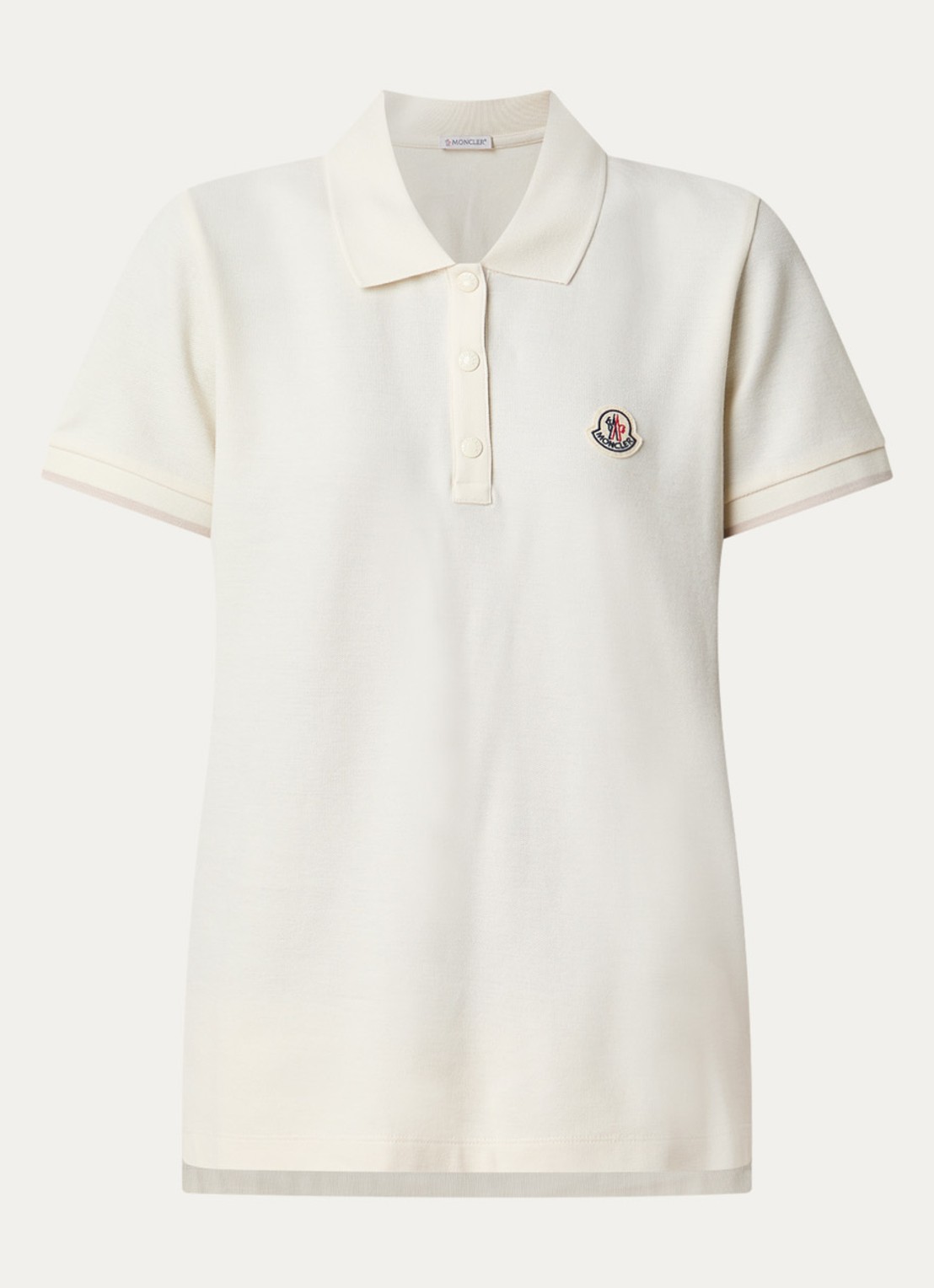Moncler Polo van piqué katoen met getipteboorden en logopatch  - voorkant 3 naturel