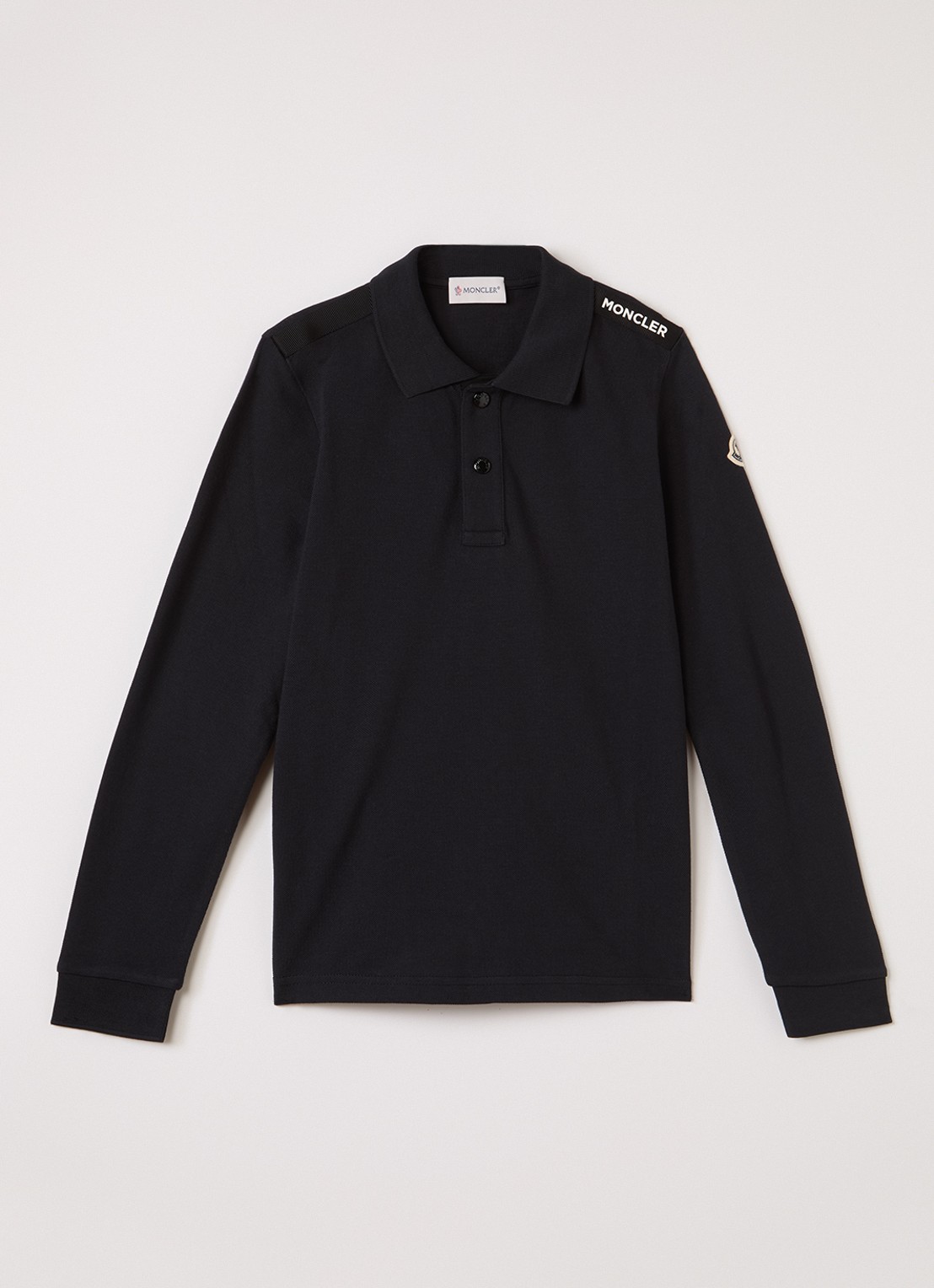 Moncler Polo van piqué katoen met logo - voorkant zwart