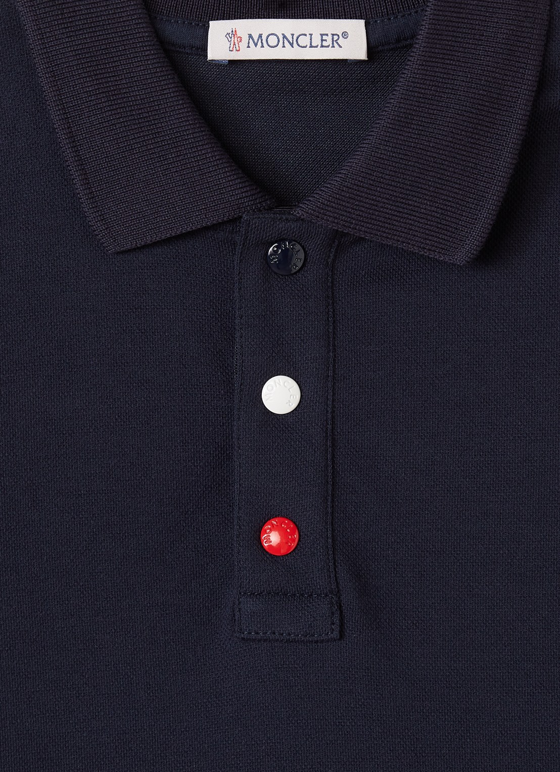 Moncler Polo van piqué katoen met logo - detail 3 donkerblauw