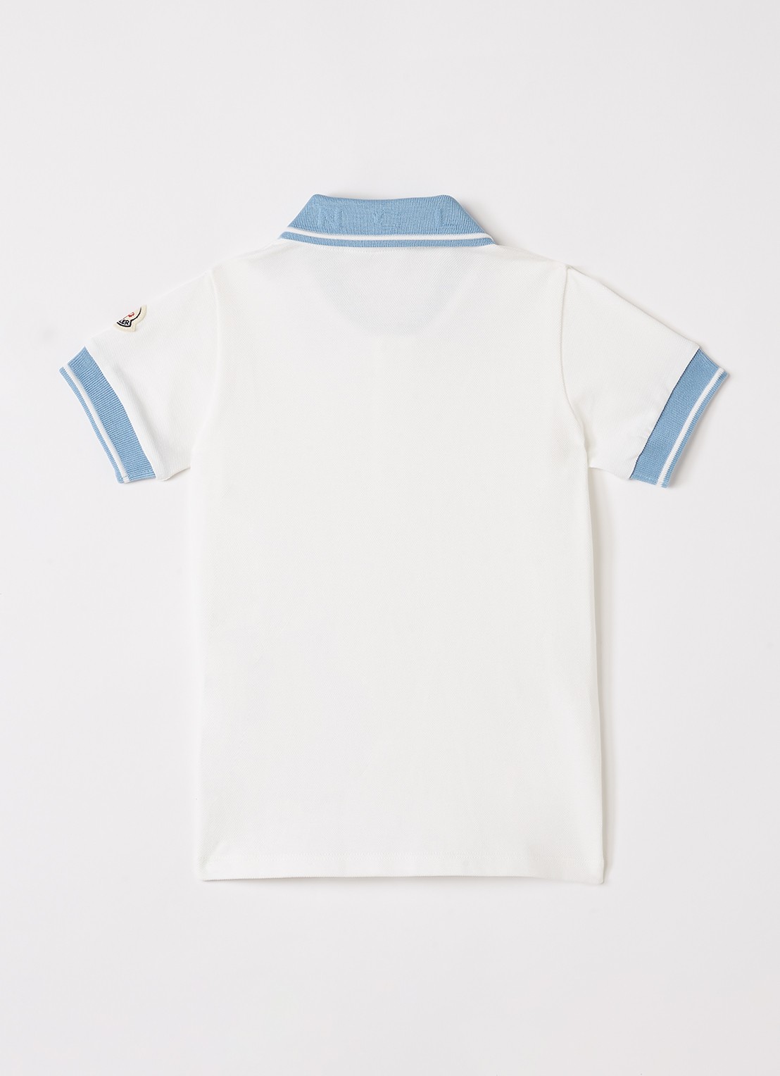 Moncler Polo van piqué katoen met logo - voorkant 2 gebroken wit