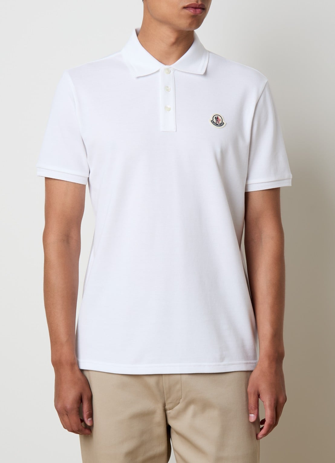 Moncler Polo van piqué katoen - detail 2 wit