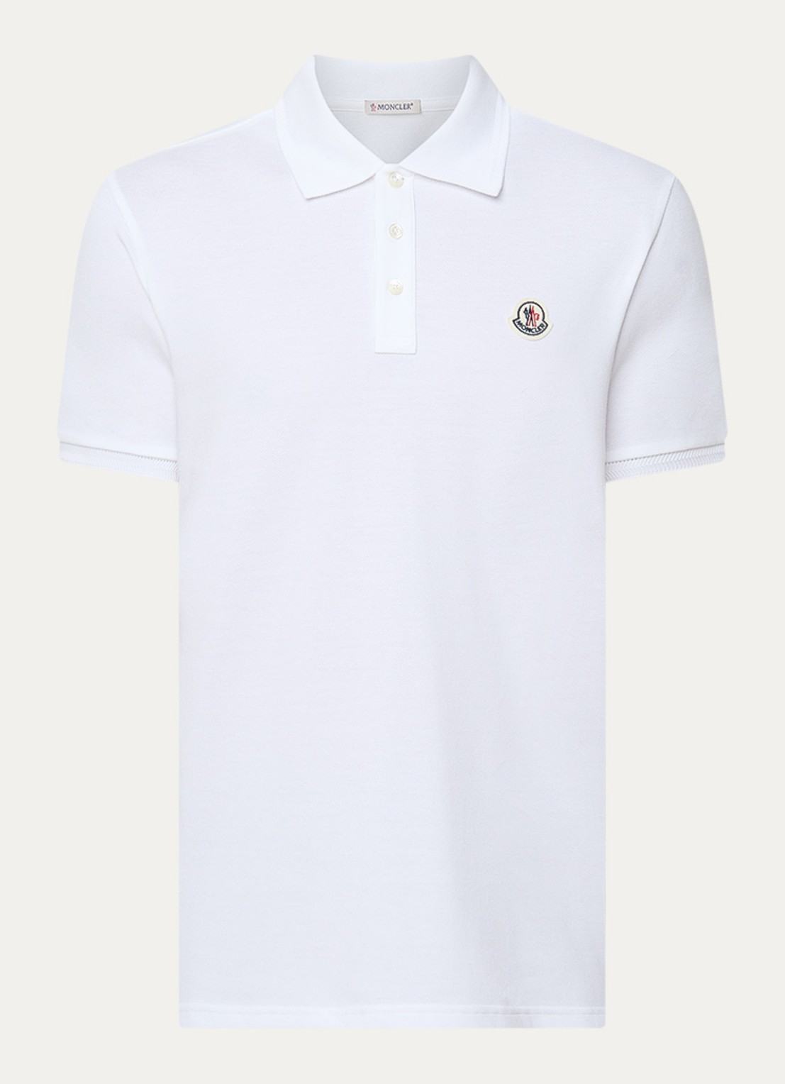 Moncler Polo van piqué katoen - voorkant 4 wit