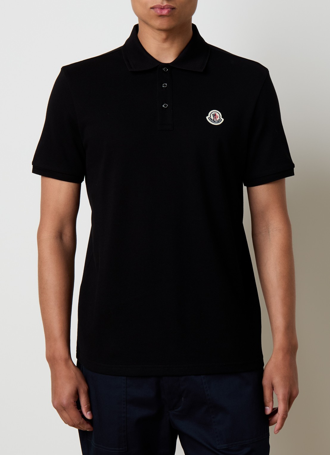 Moncler Polo van piqué katoen - detail 3 zwart