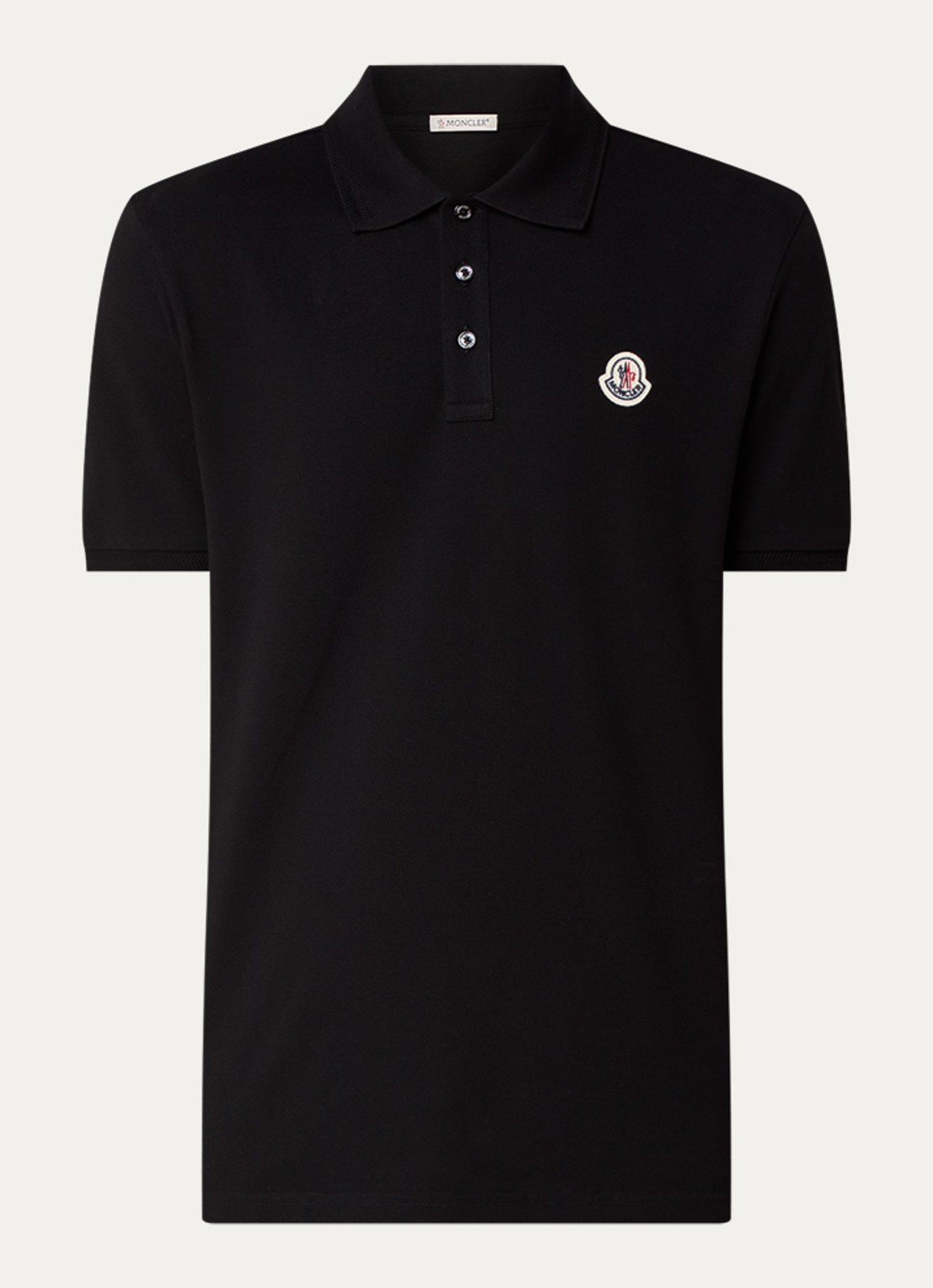 Moncler Polo van piqué katoen - voorkant zwart