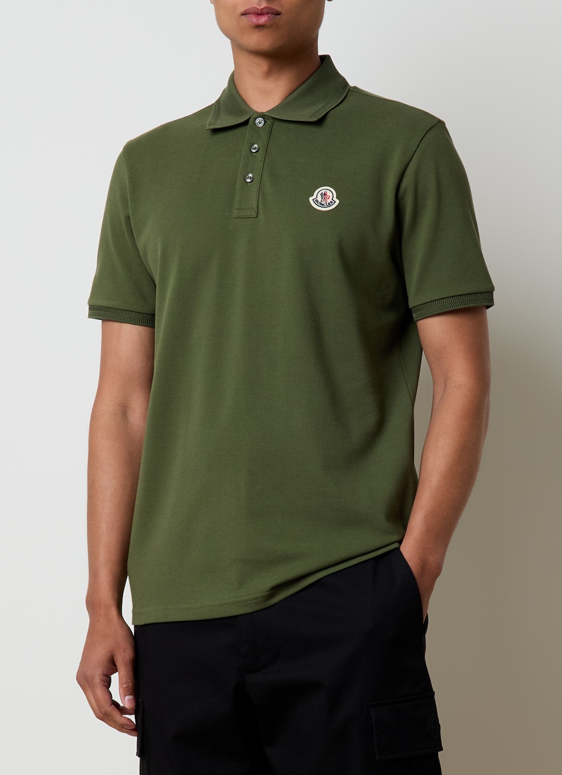 Moncler Polo van piqué katoen - detail bronsgroen