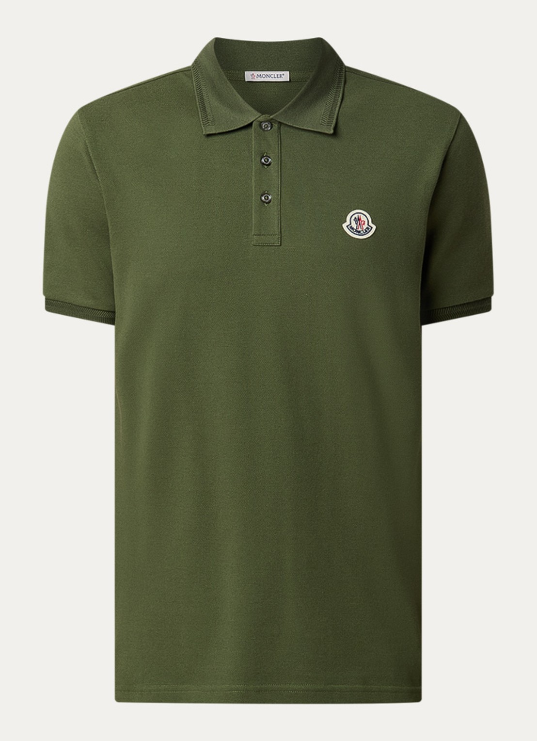 Moncler Polo van piqué katoen - voorkant 3 bronsgroen