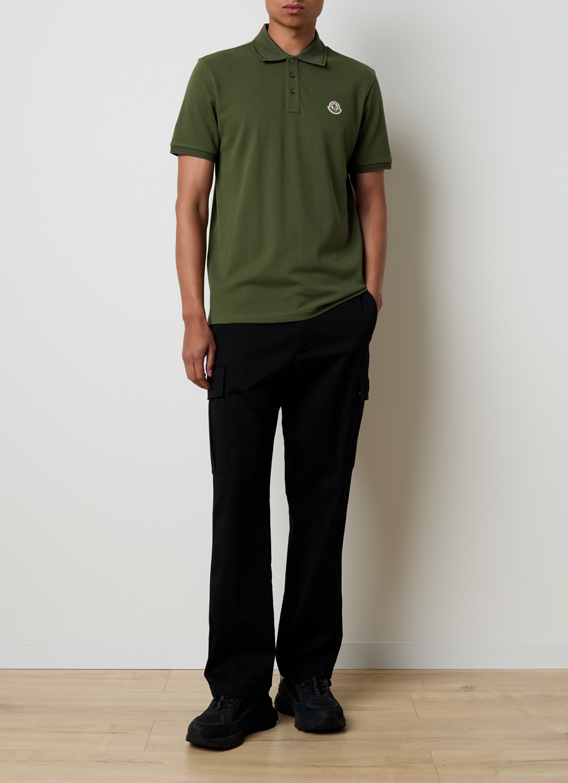 Moncler Polo van piqué katoen - voorkant 4 bronsgroen