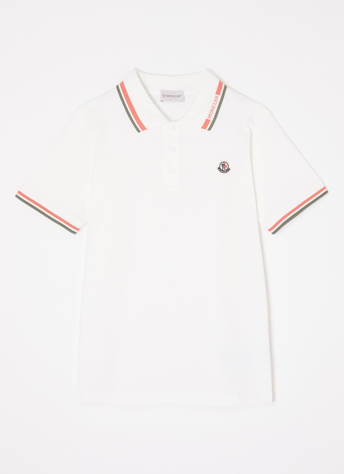 Moncler Polo van piqué katoen - voorkant wit