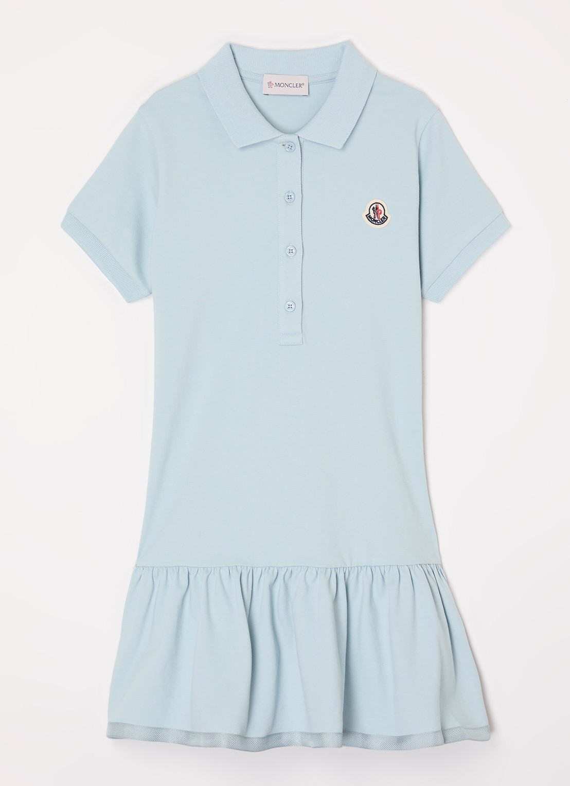 Moncler Polojurk van piqué katoen - voorkant 3 lichtblauw