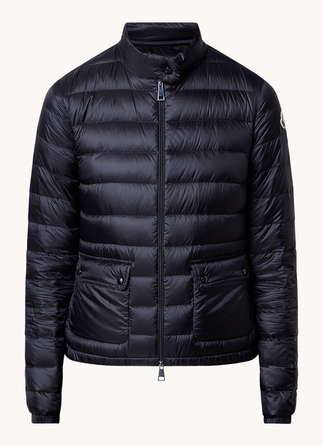 Moncler Puffer jack met donsvulling en klepzakken - voorkant 3 zwart