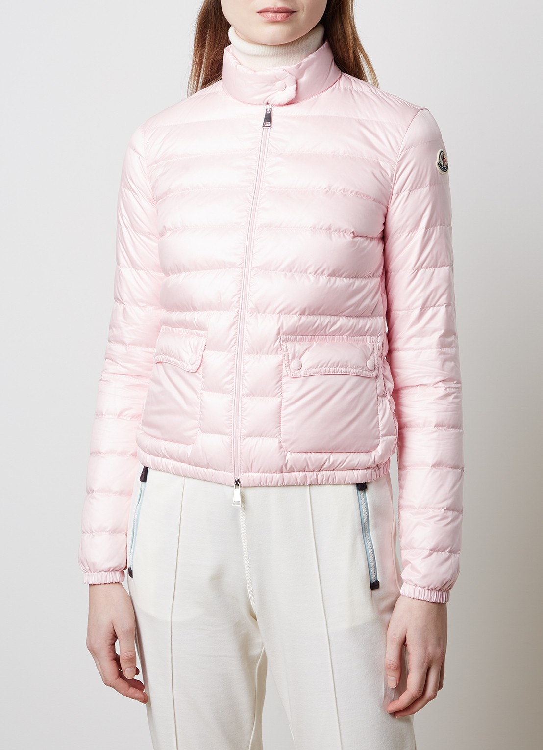 Moncler Puffer jack met donsvulling en klepzakken - detail 4 roze
