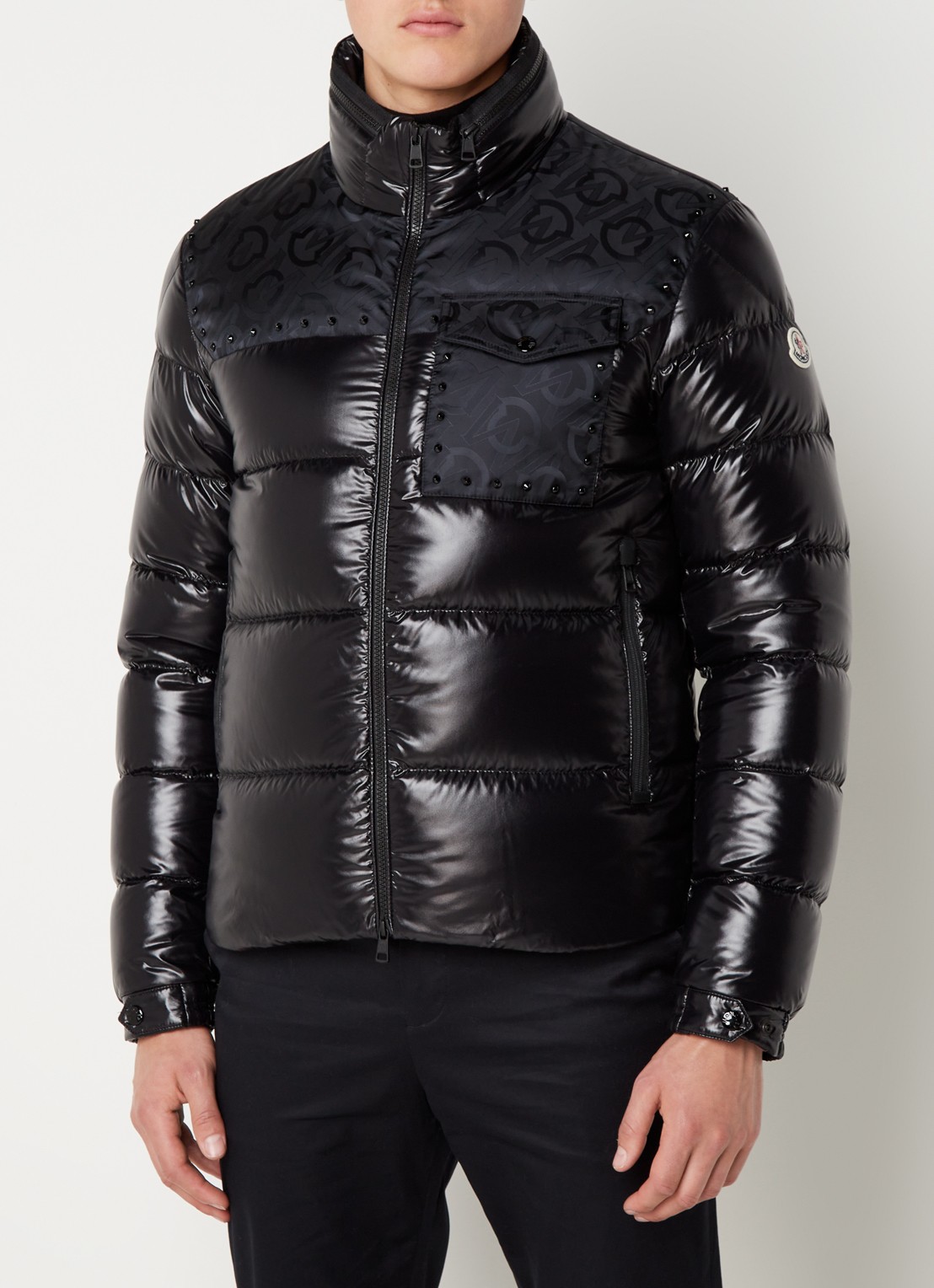 Moncler Puffer jack met donsvulling en opbergbare capuchon - detail 3 zwart