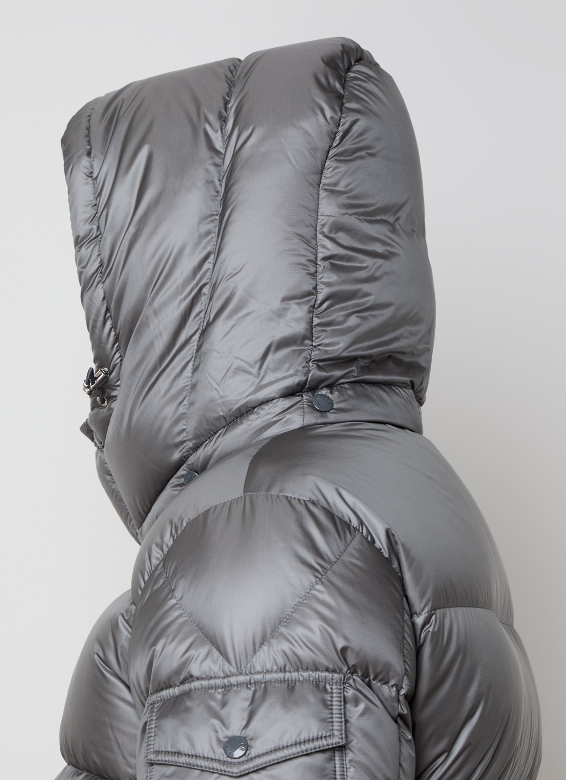 Moncler Puffer jack met donsvulling en ritszakken - detail 5 lichtgrijs