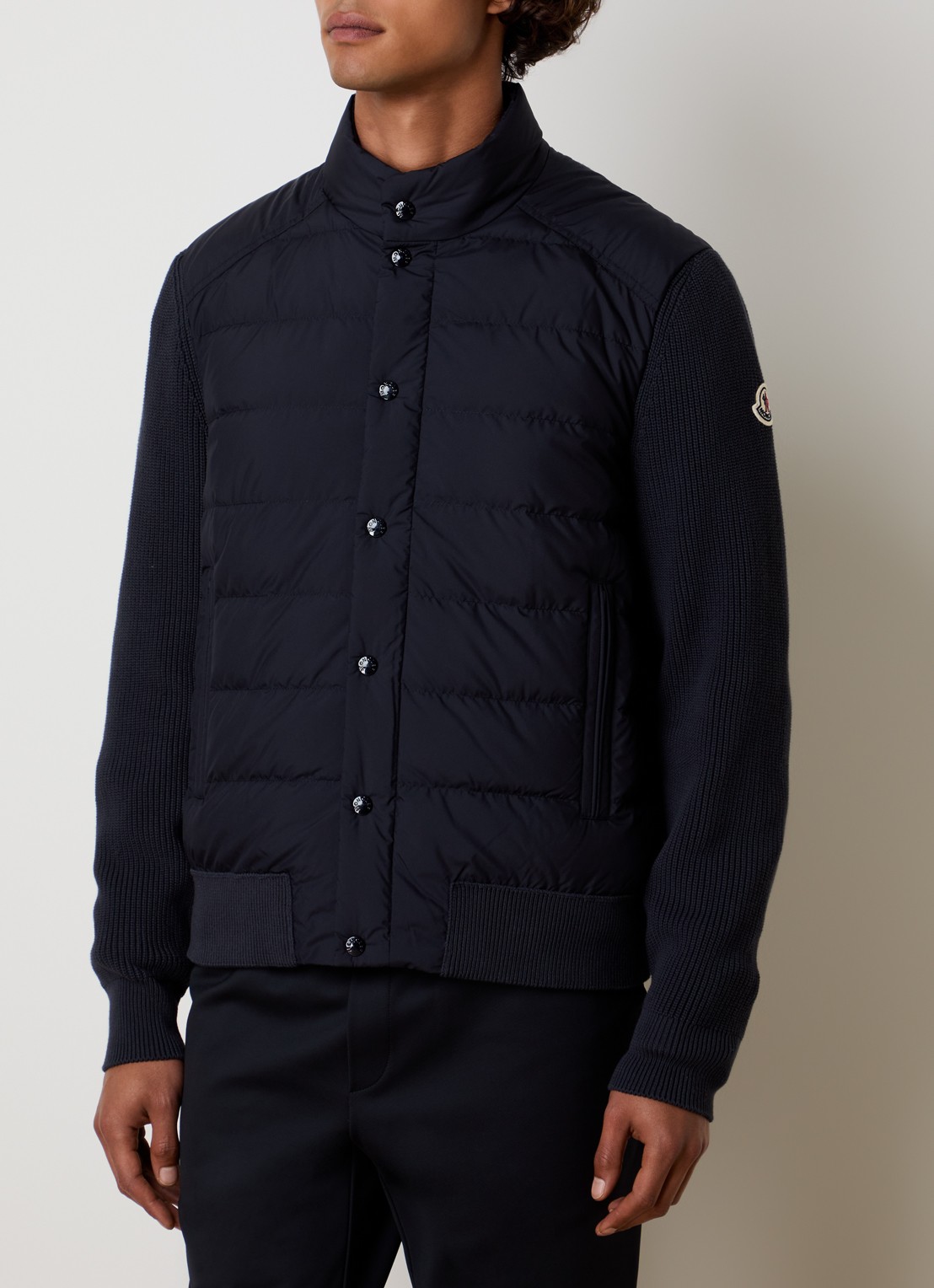 Moncler Puffer jack met donsvulling en ritszakken - detail 2 donkerblauw