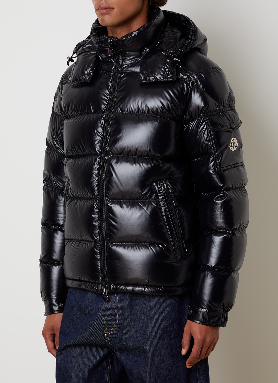Moncler Puffer jack met donsvulling en ritszakken - detail zwart
