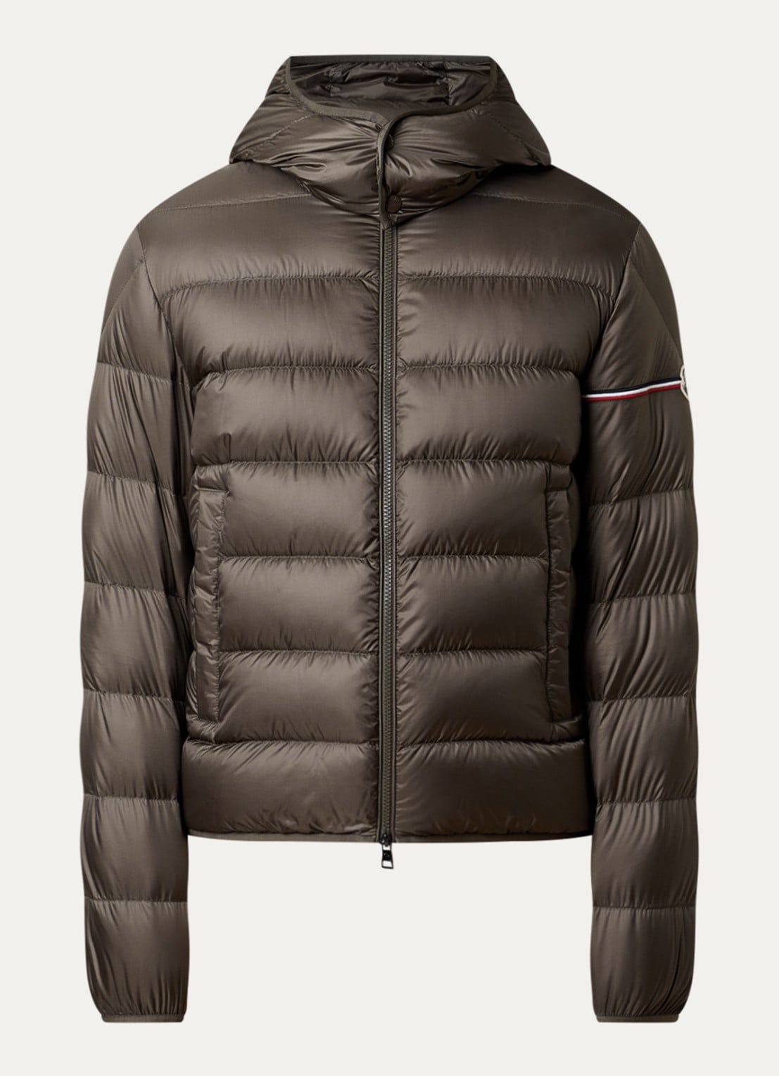 Moncler Ravenlock puffer jack met donsvulling en afneembare capuchon - voorkant 5 bronsgroen