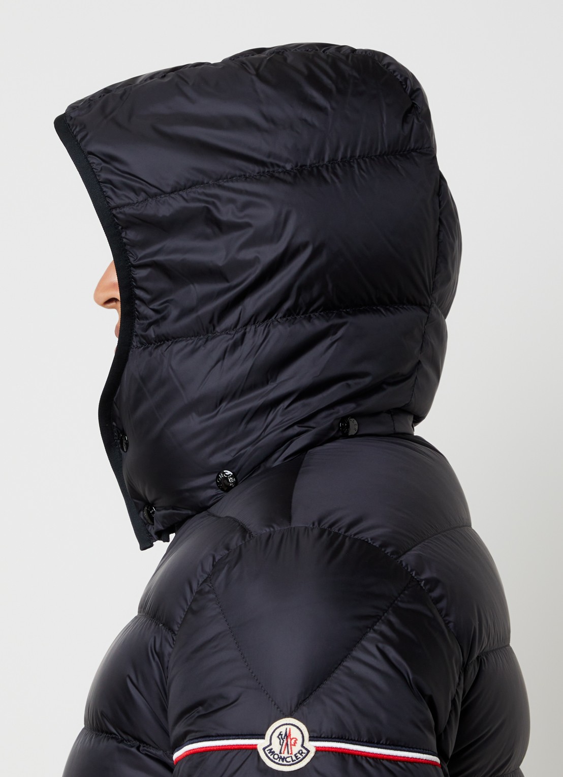 Moncler Ravenlock puffer jack met donsvulling en afneembare capuchon - detail 3 zwart