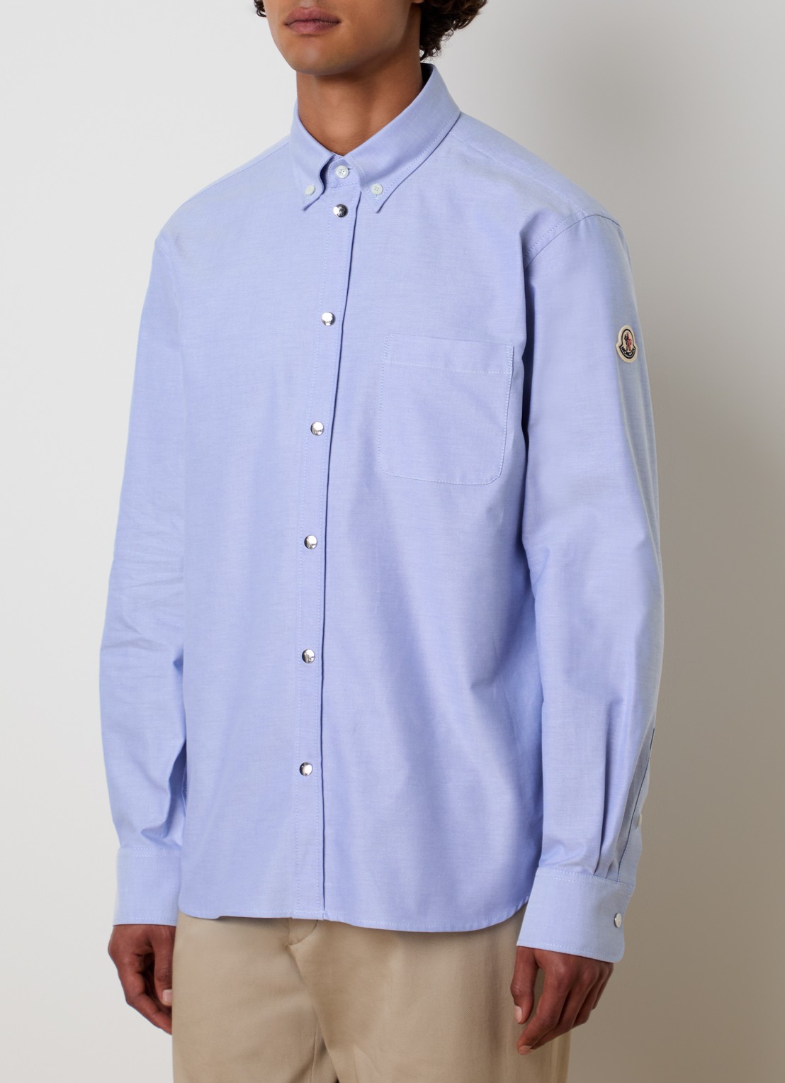Moncler Regular fit overhemd met borstzak en logo - detail lavendel