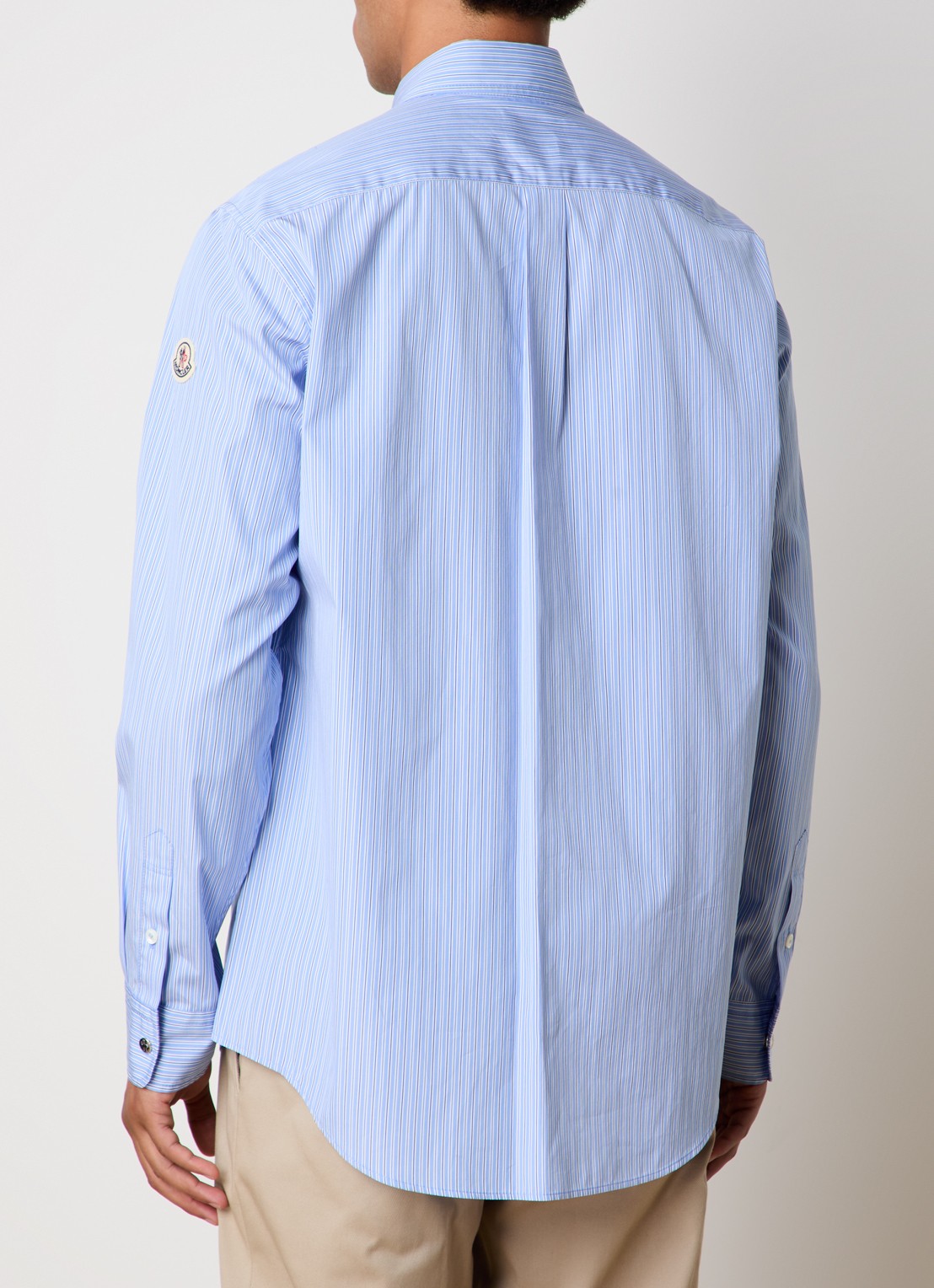 Moncler Regular fit overhemd met streepdessin  - achterkant staalblauw