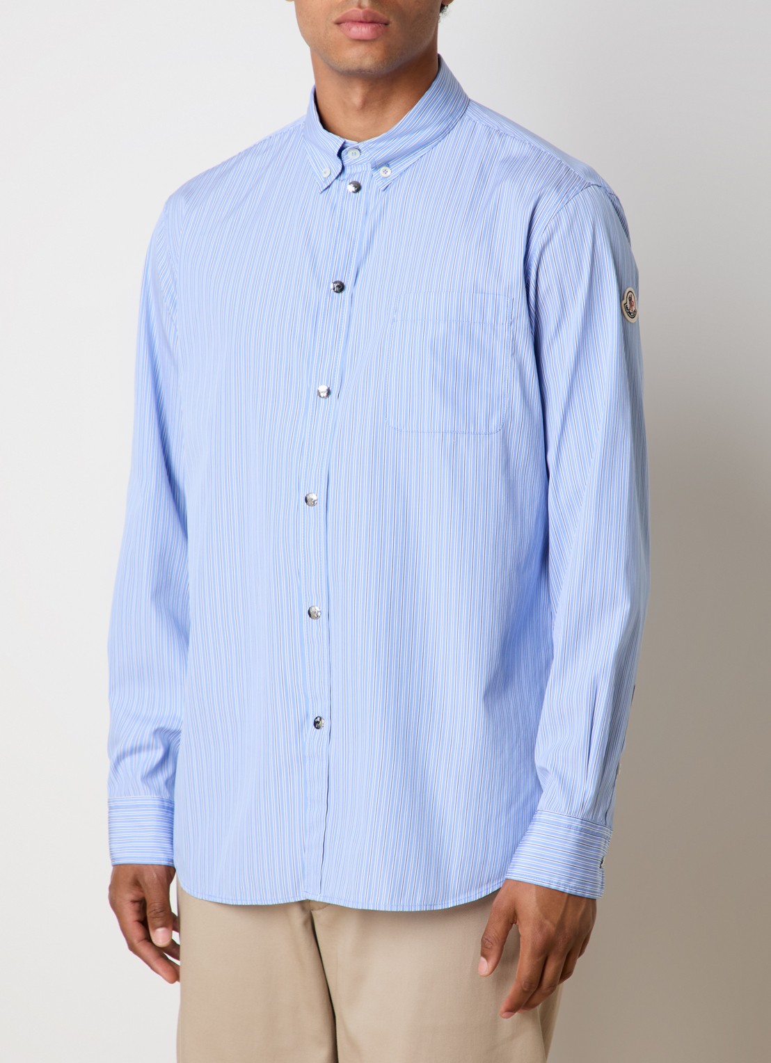 Moncler Regular fit overhemd met streepdessin  - detail 2 staalblauw