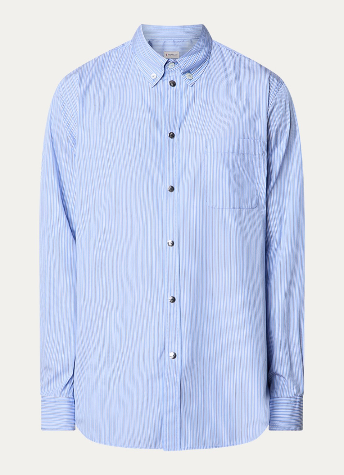 Moncler Regular fit overhemd met streepdessin  - voorkant 4 staalblauw