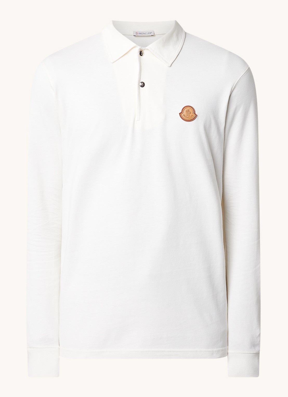 Moncler Regular fit polo met logo - voorkant 2 gebroken wit