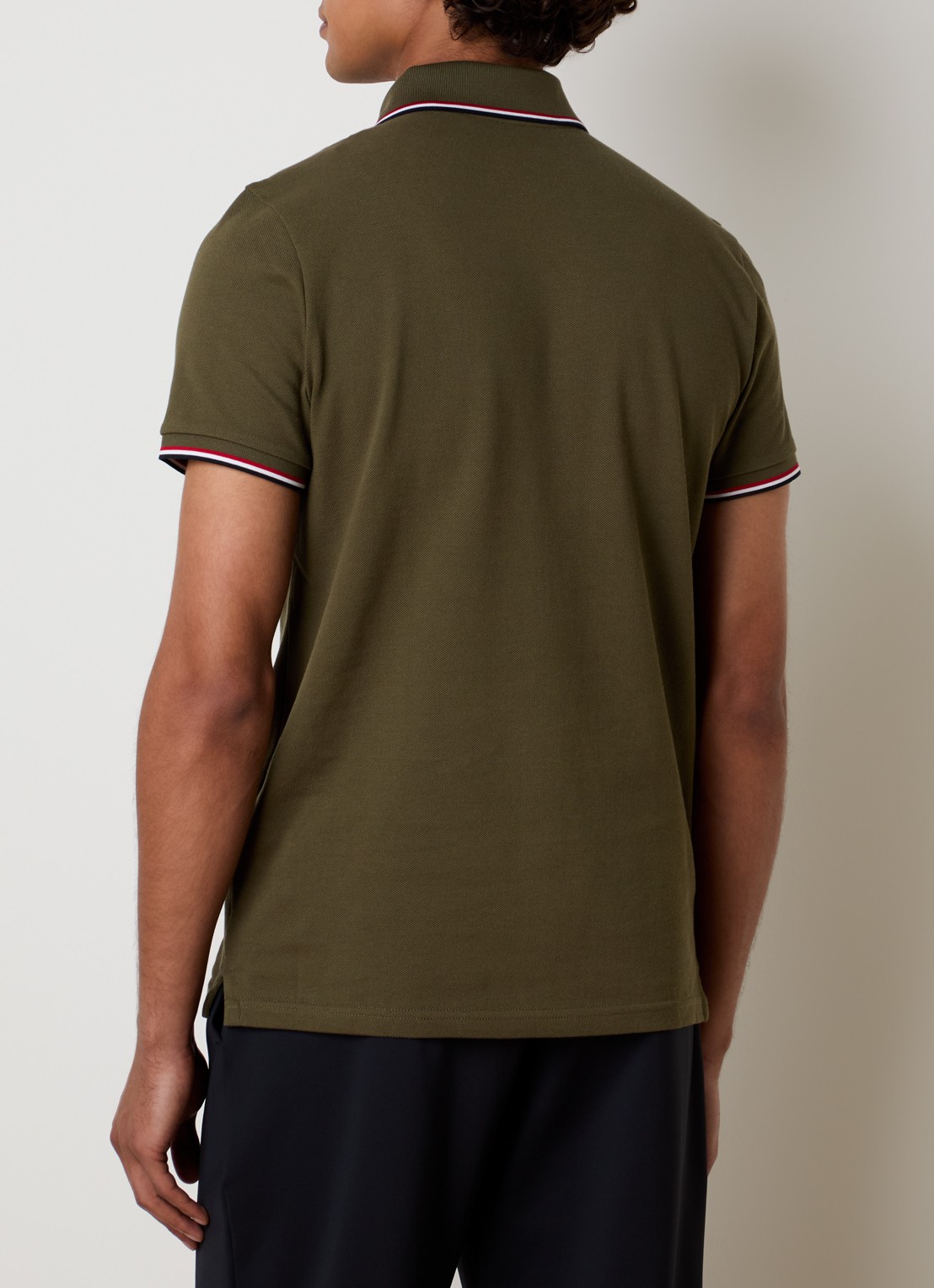 Moncler Regular fit polo met logo - achterkant bronsgroen