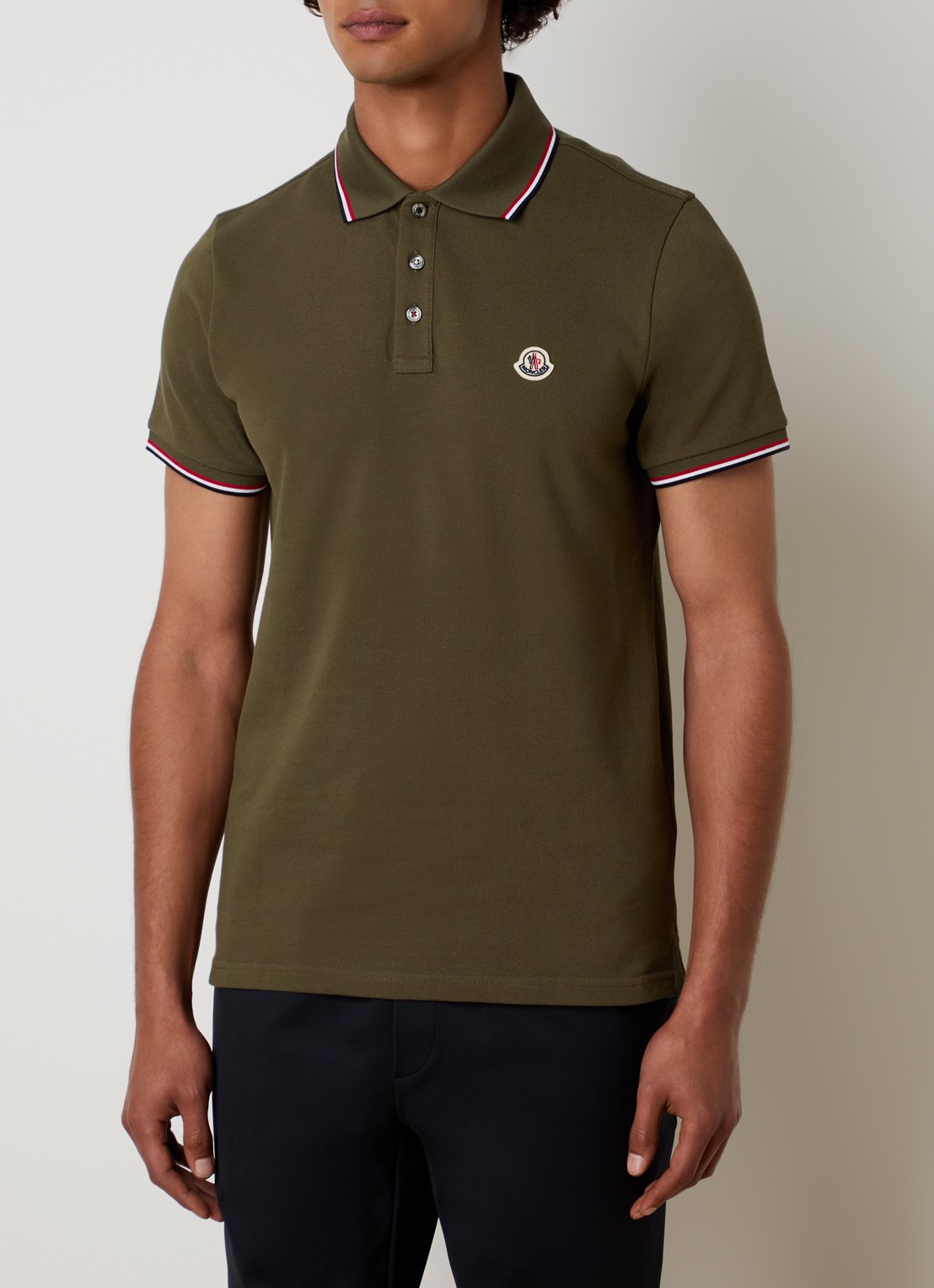 Moncler Regular fit polo met logo - detail 2 bronsgroen