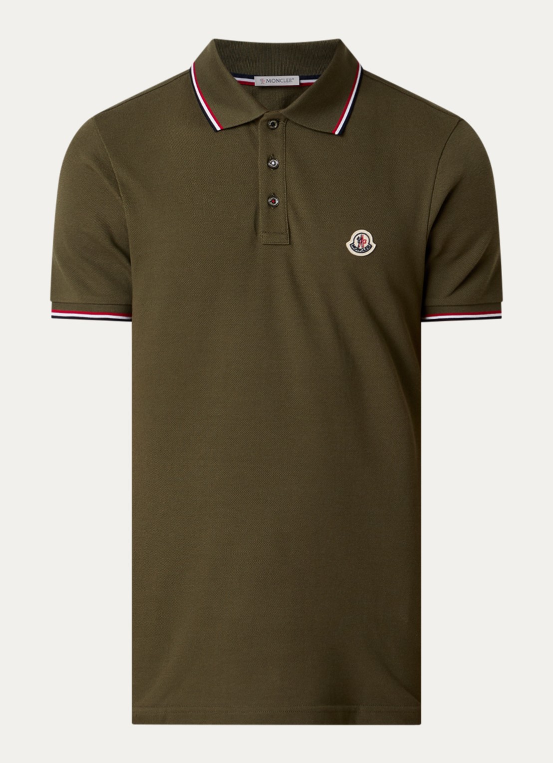 Moncler Regular fit polo met logo - voorkant 4 bronsgroen