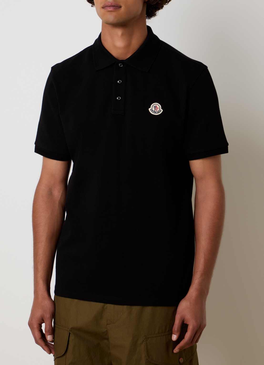 Moncler Regular fit polo met logo - detail 4 zwart