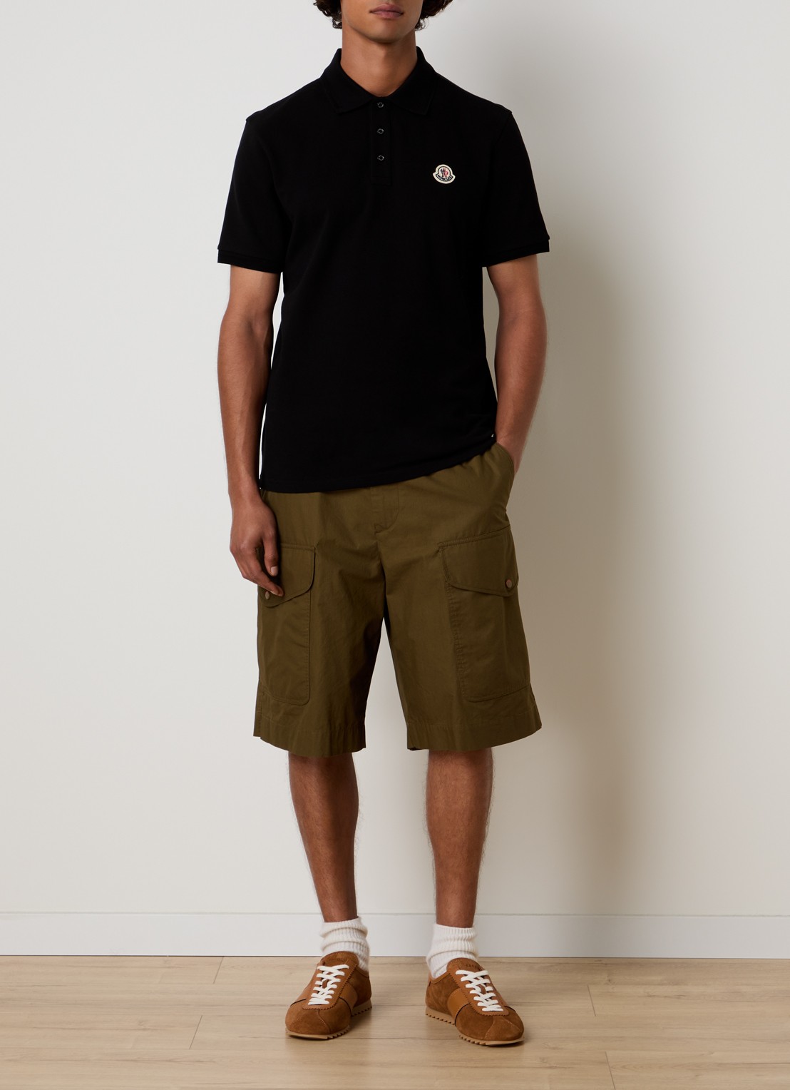 Moncler Regular fit polo met logo - voorkant 3 zwart