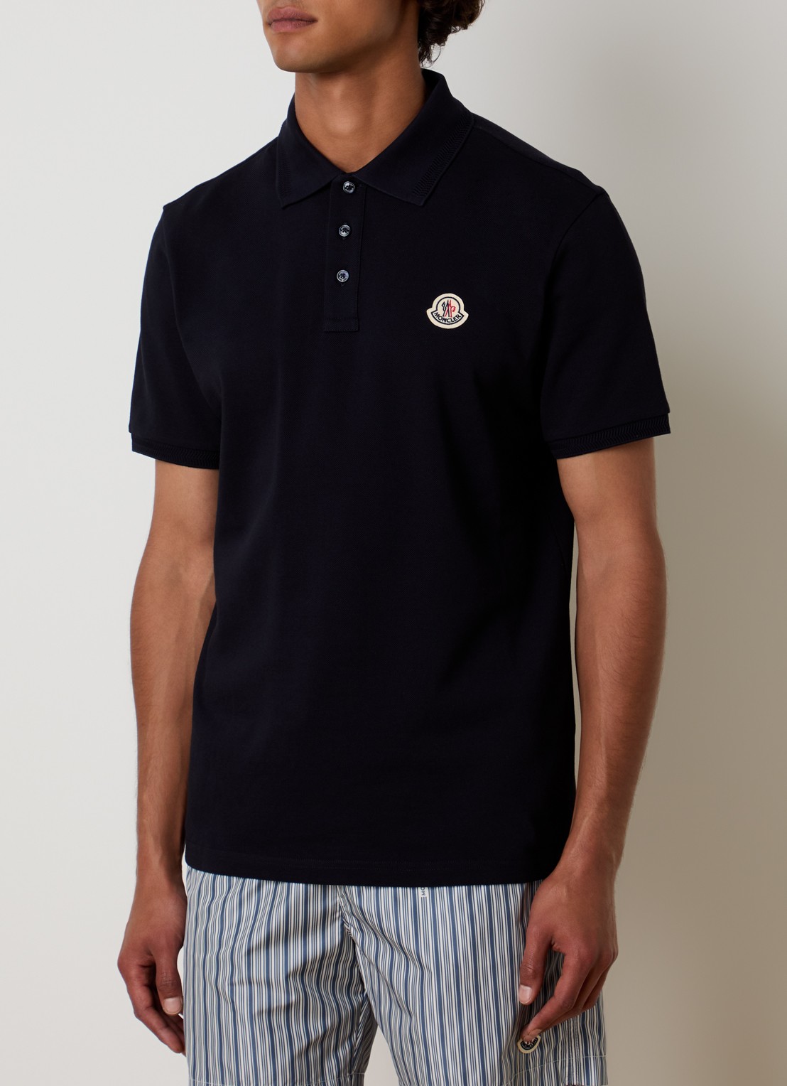 Moncler Regular fit polo met logo - detail 2 donkerblauw