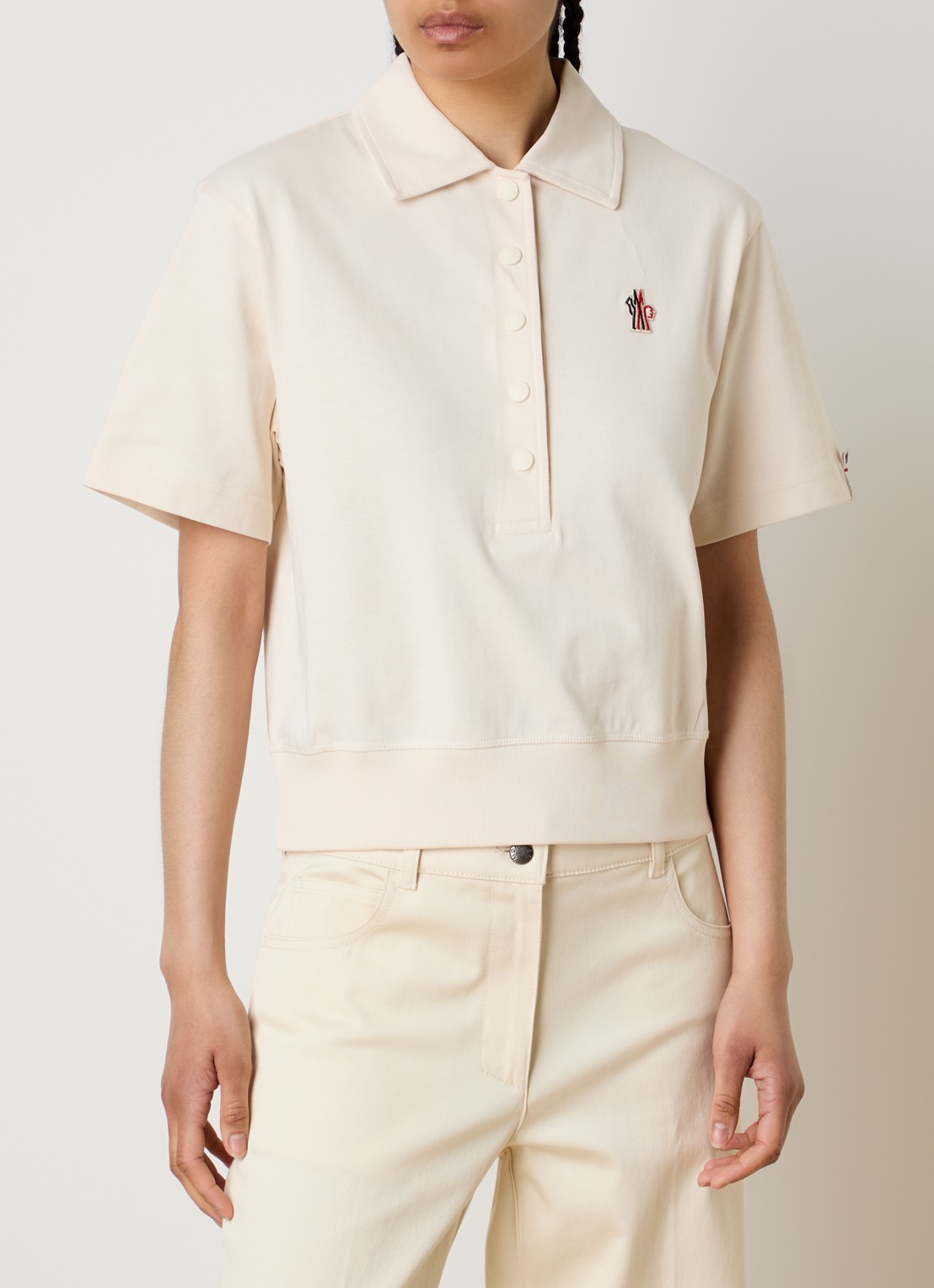 Moncler Regular fit polo met logo - detail 3 creme