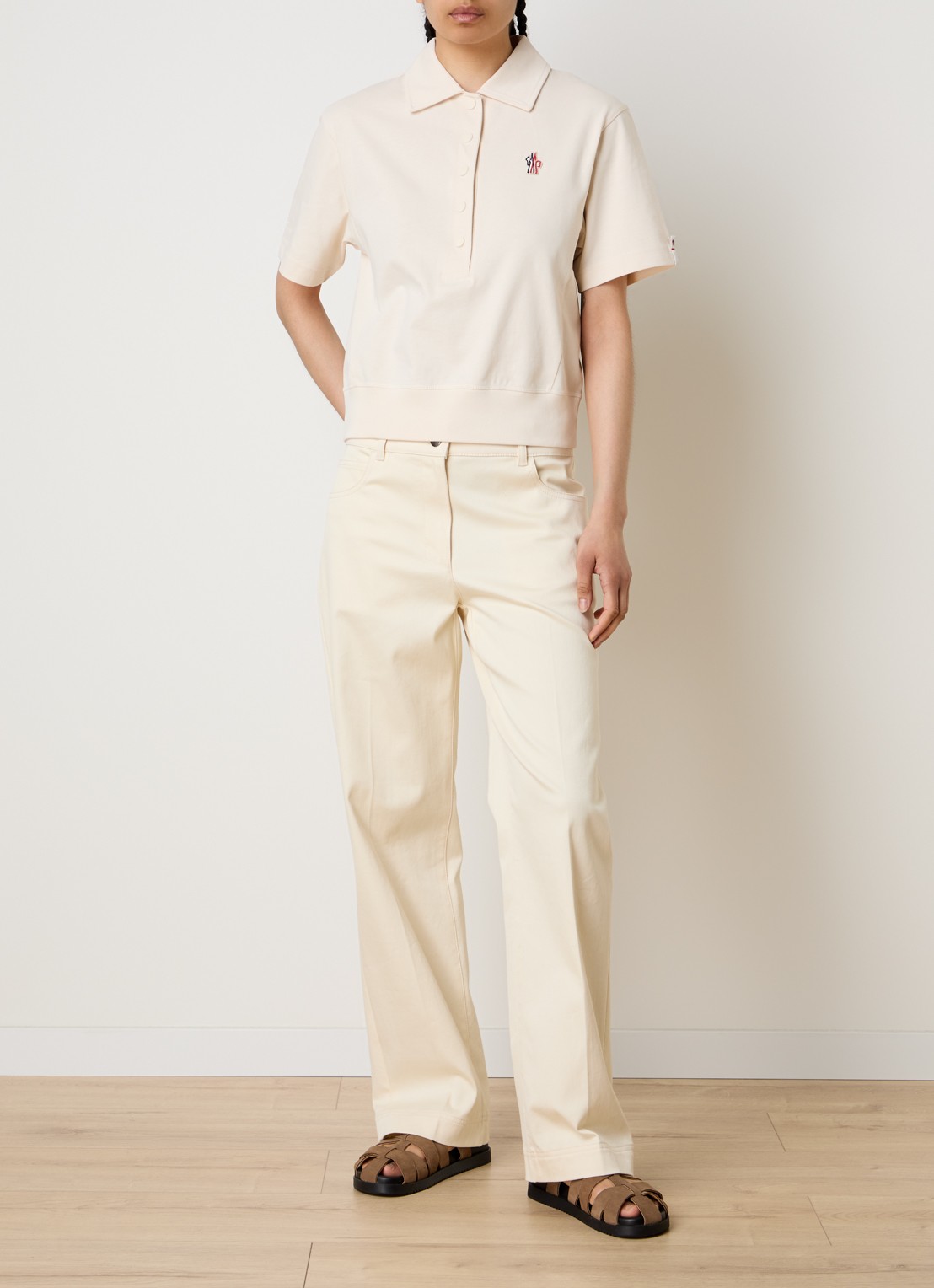 Moncler Regular fit polo met logo - voorkant 2 creme