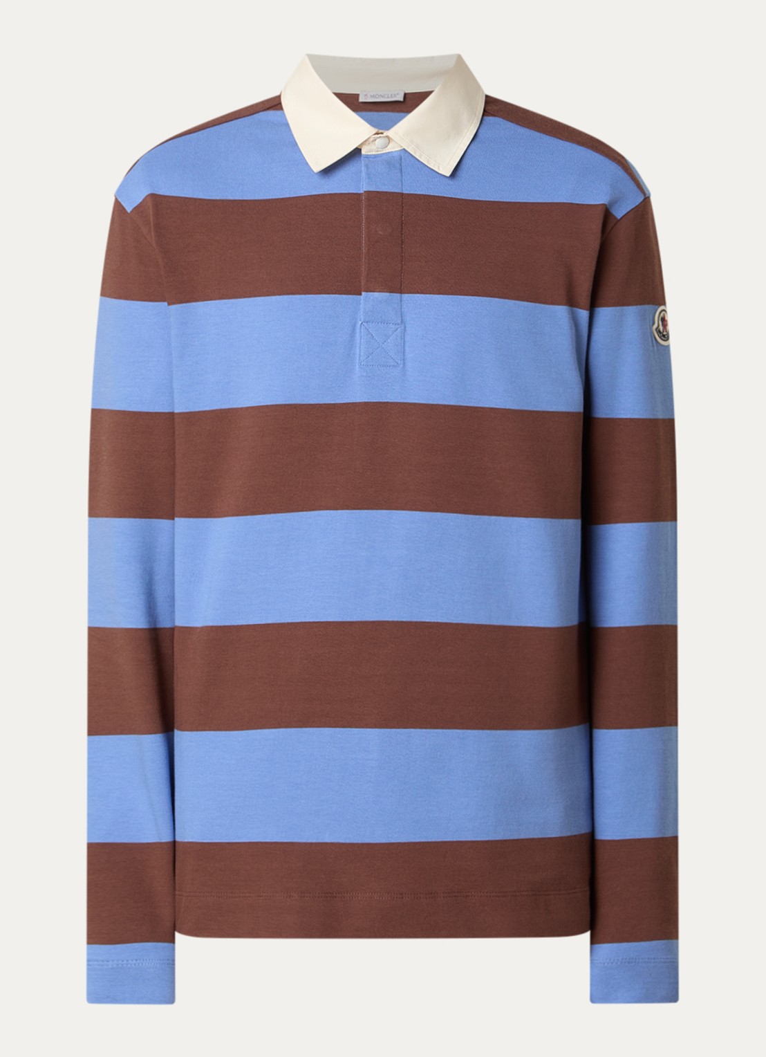 Moncler Regular fit polo met streepprint - voorkant 4 blauw