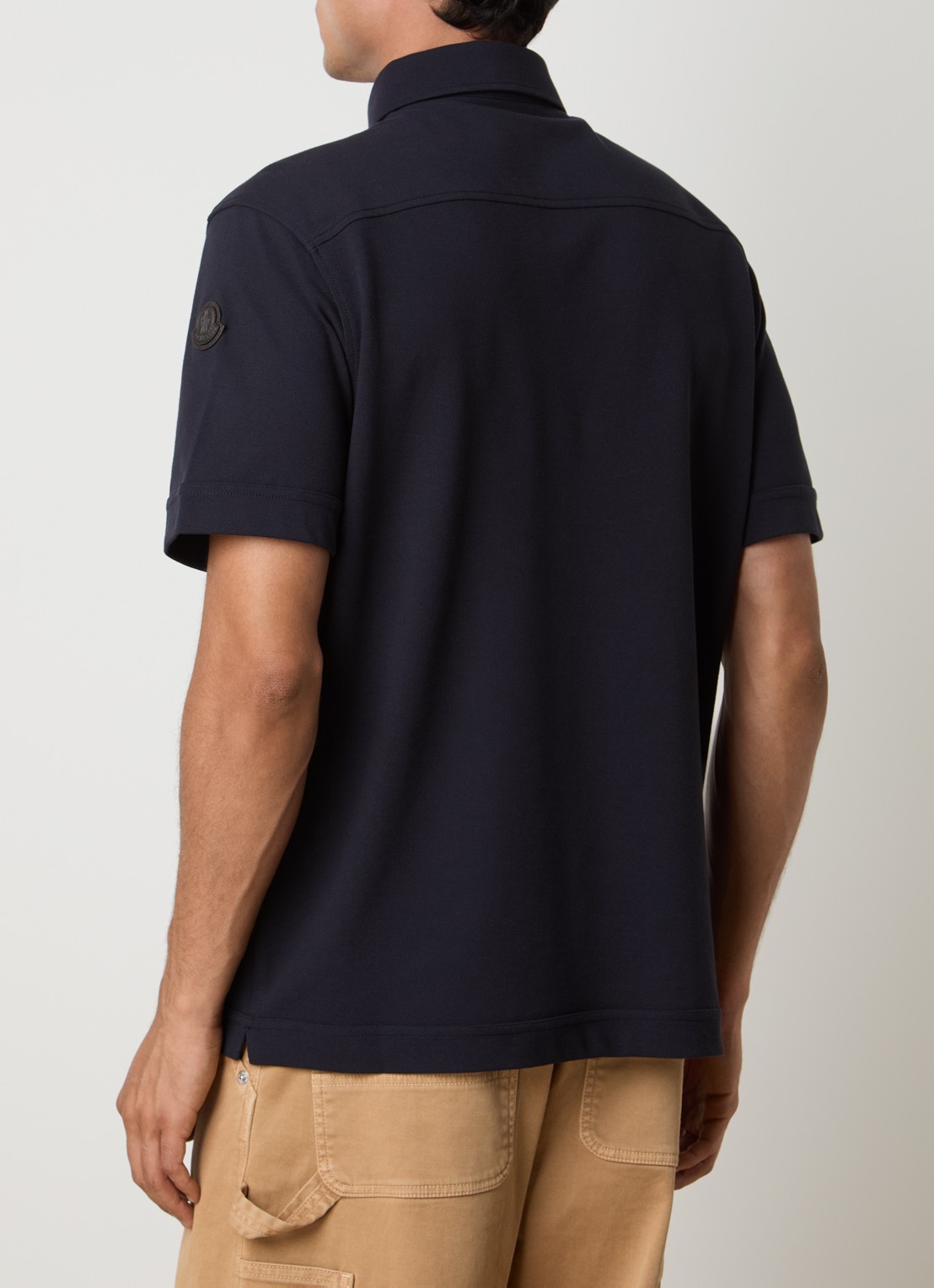 Moncler Regular fit polo van piqué katoen met borstzak - achterkant donkerblauw