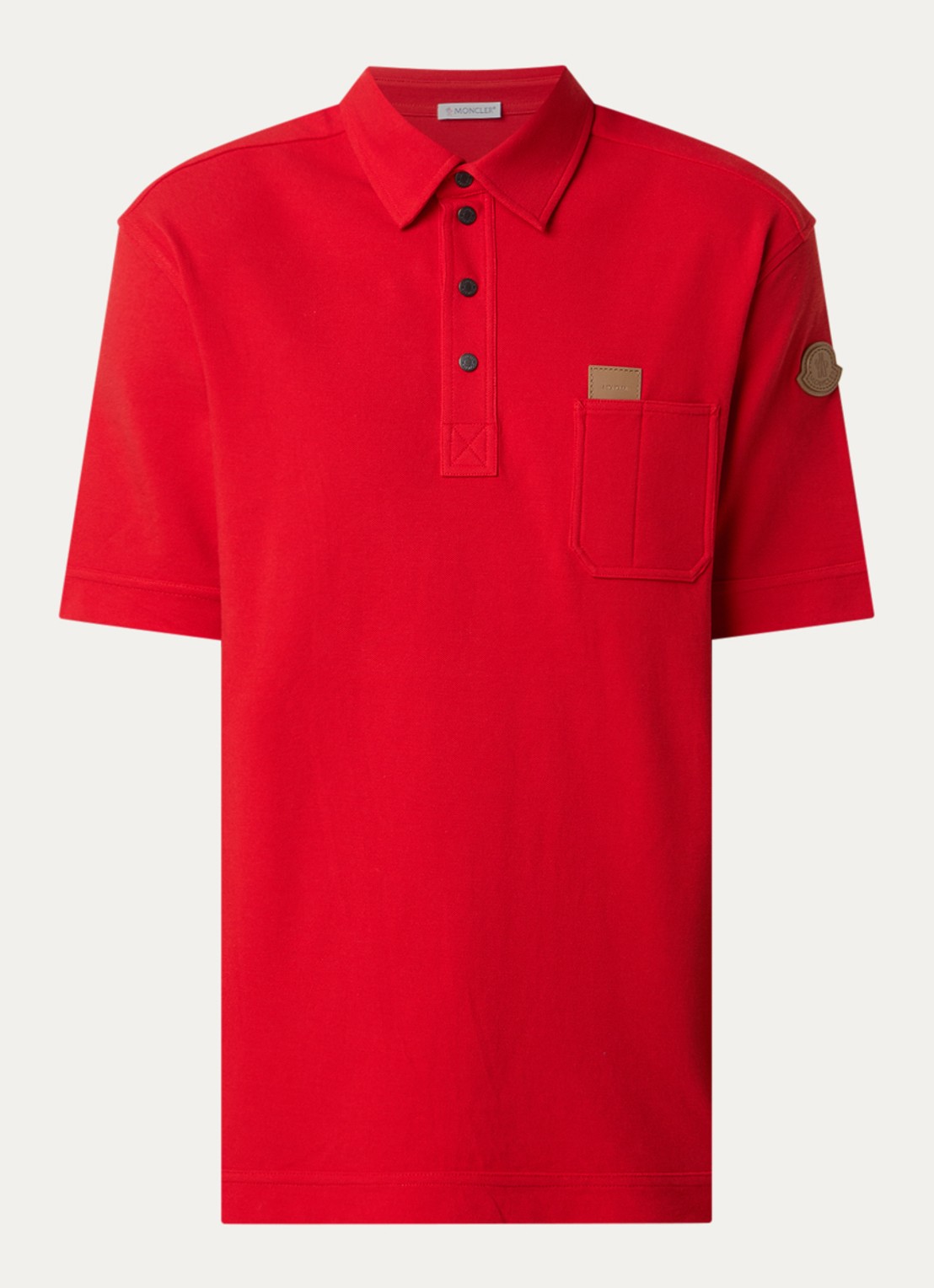 Moncler Regular fit polo van piqué katoen met borstzak - voorkant 2 rood