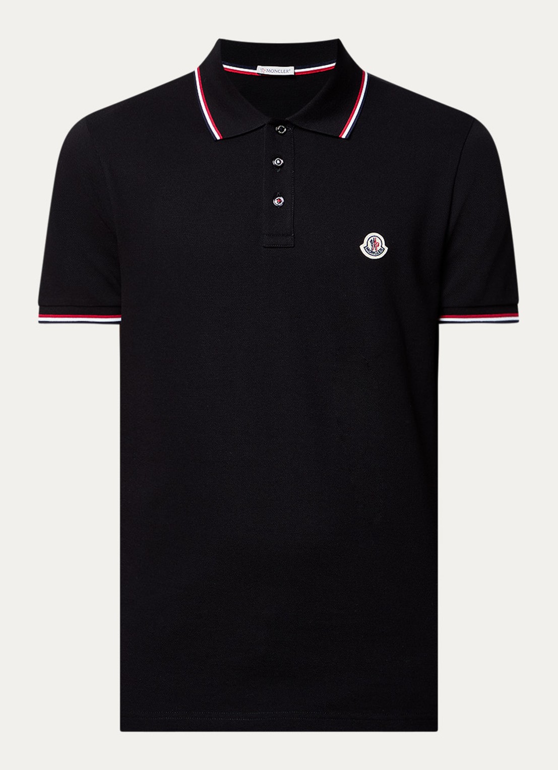 Moncler Regular fit polo van piqué katoen met logo - voorkant 2 zwart