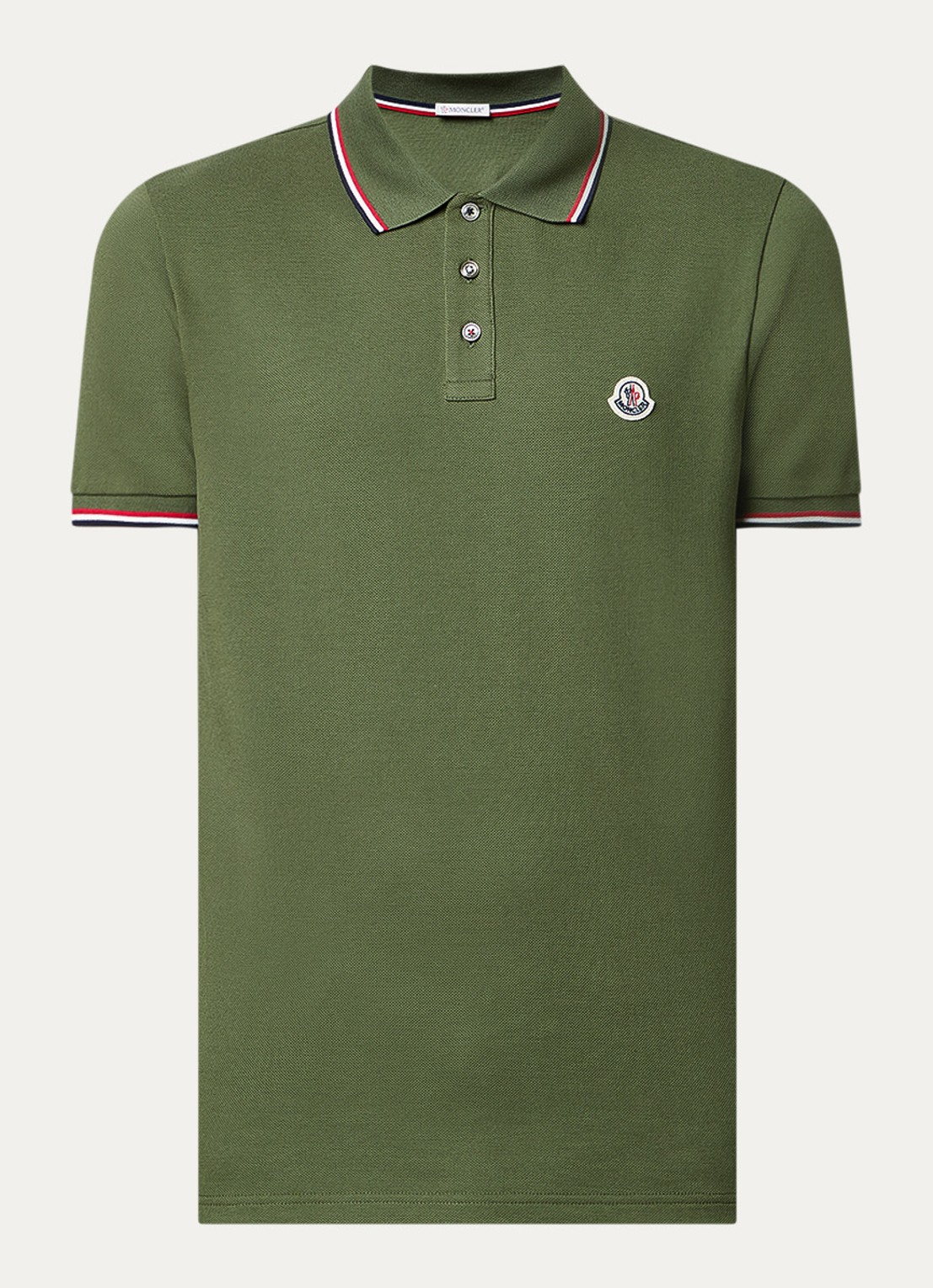 Moncler Regular fit polo van piqué katoen met logo - voorkant 3 legergroen