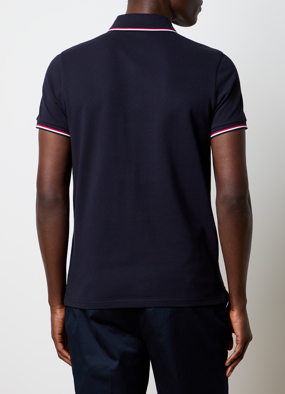 Moncler Regular fit polo van piqué katoen met logo - achterkant donkerblauw