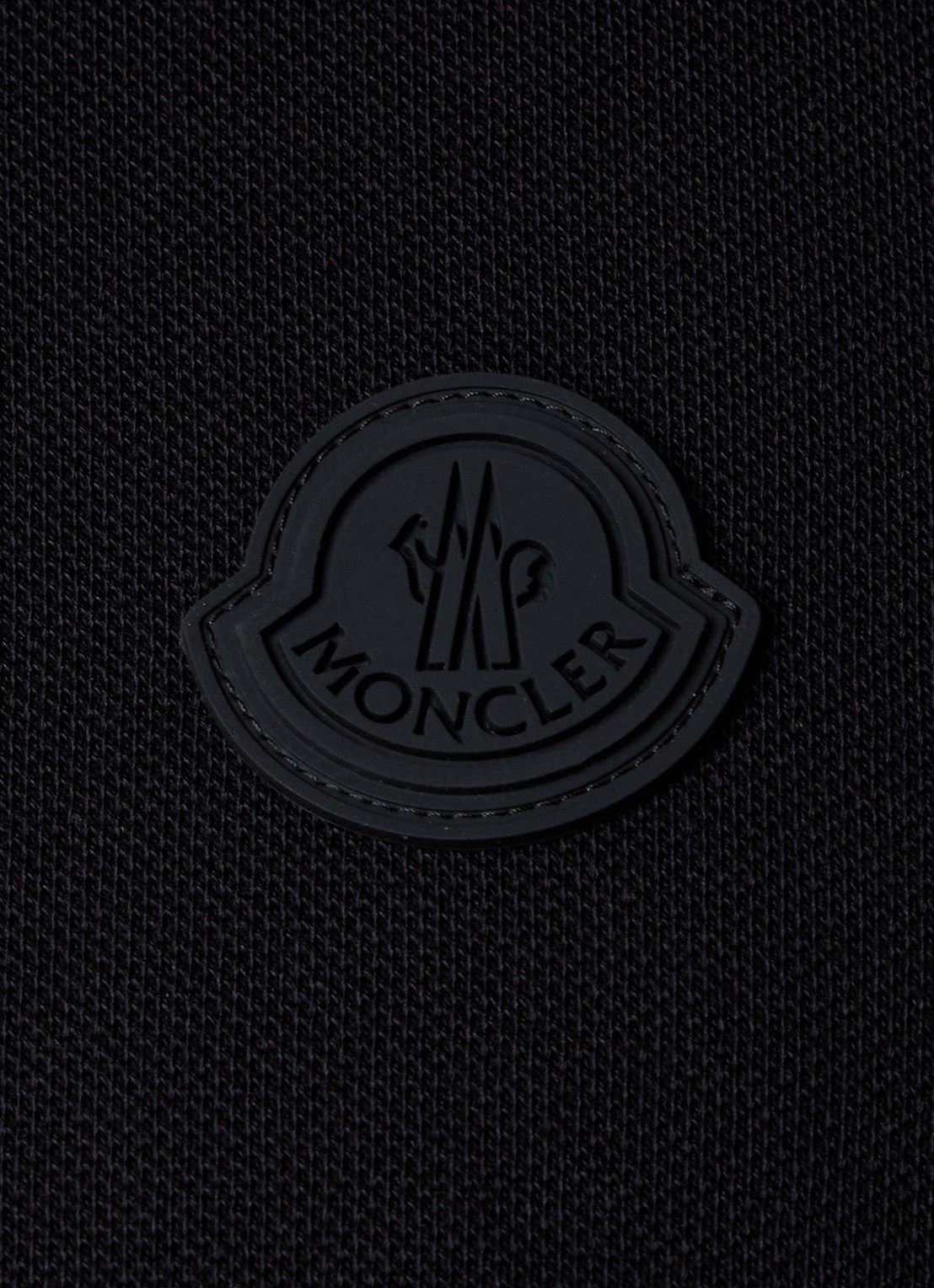 Moncler Regular fit polo van piqué katoen met logo - detail 2 zwart