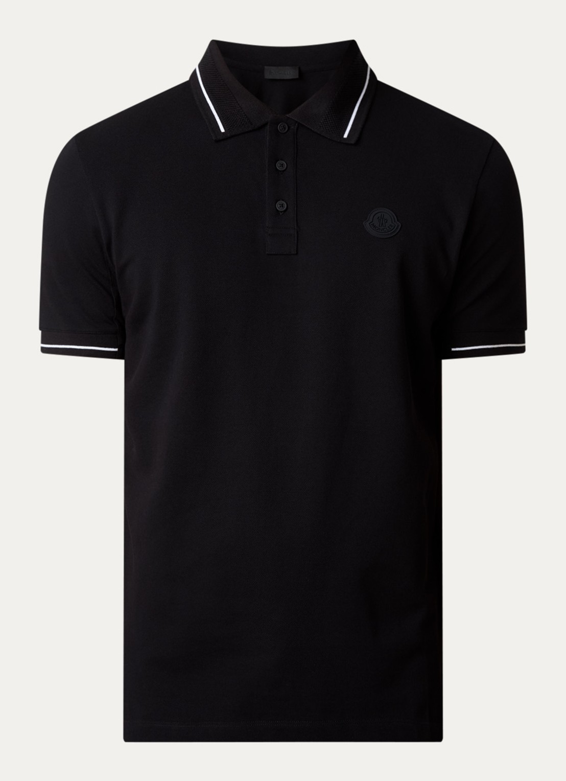 Moncler Regular fit polo van piqué katoen met logo - voorkant 3 zwart