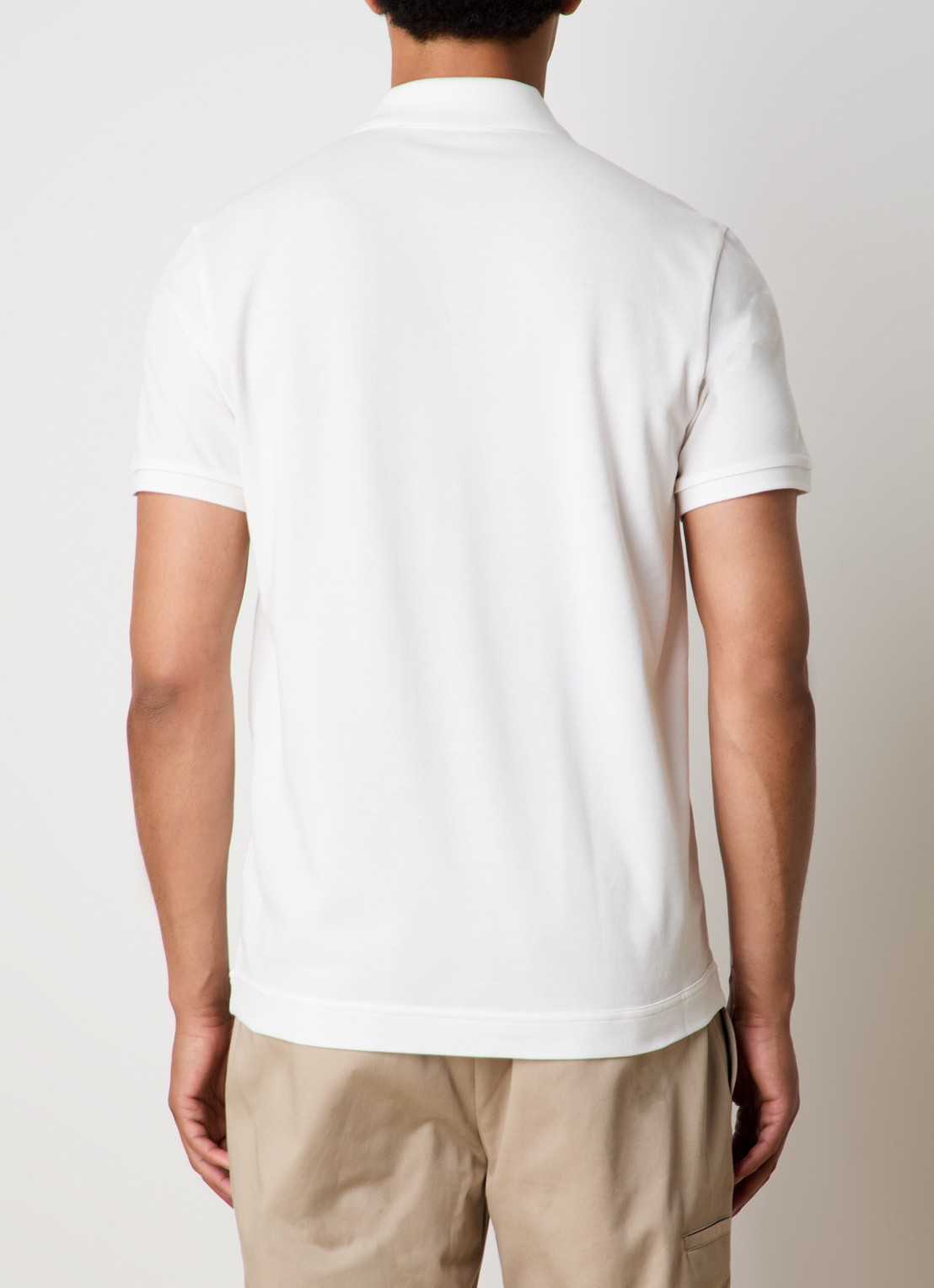 Moncler Regular fit polo van piqué katoen met logo - achterkant gebroken wit