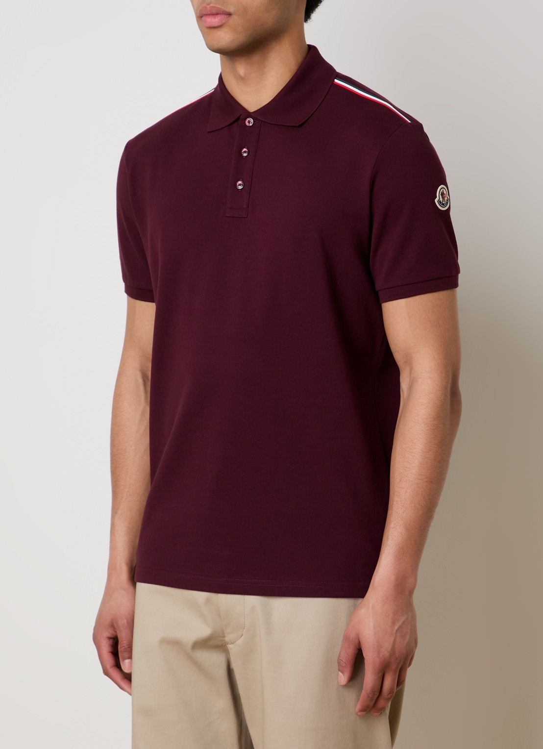 Moncler Regular fit polo van piqué katoen met logo - detail 2 bordeauxrood