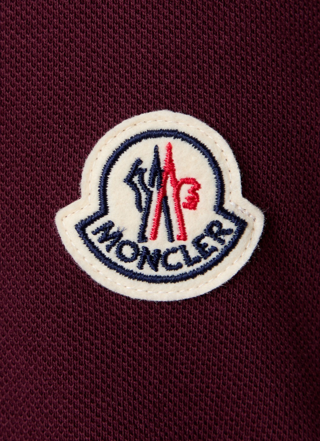 Moncler Regular fit polo van piqué katoen met logo - detail 3 bordeauxrood