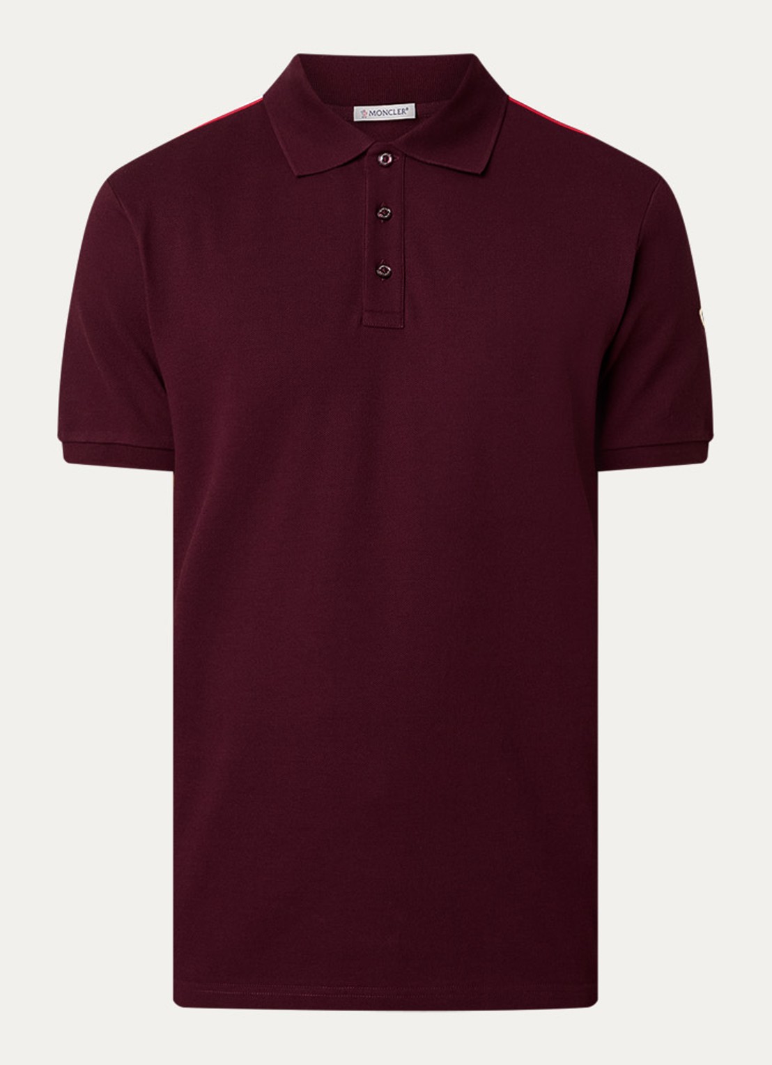 Moncler Regular fit polo van piqué katoen met logo - voorkant 4 bordeauxrood