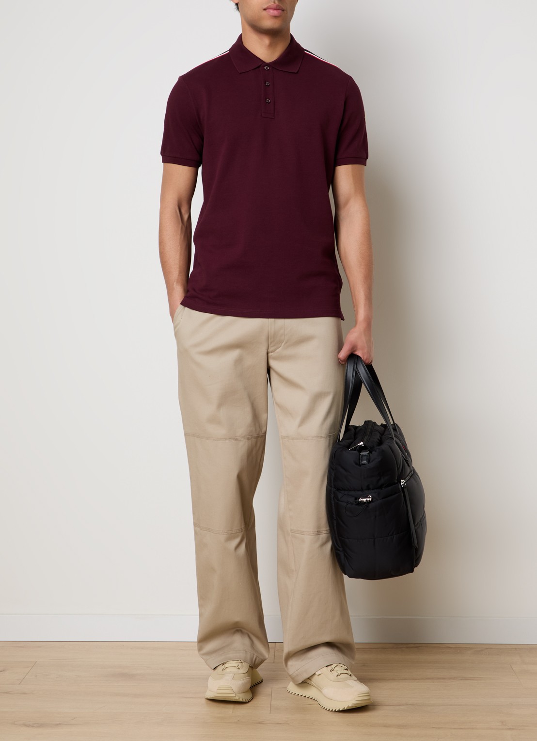 Moncler Regular fit polo van piqué katoen met logo - voorkant 5 bordeauxrood